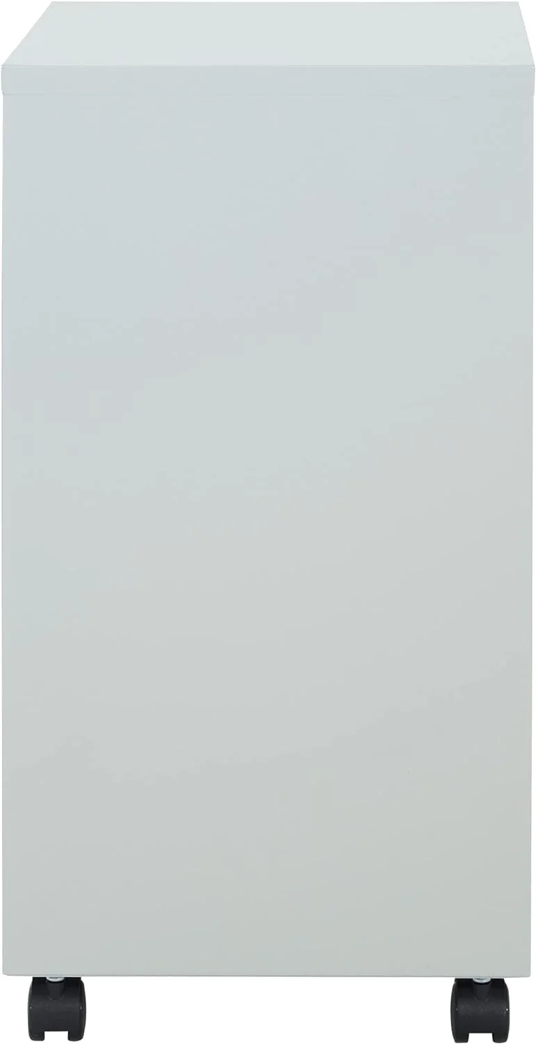 OSP Home Furnishings 2 Drawer Mobile Locking Metal File Cabinet, Grey