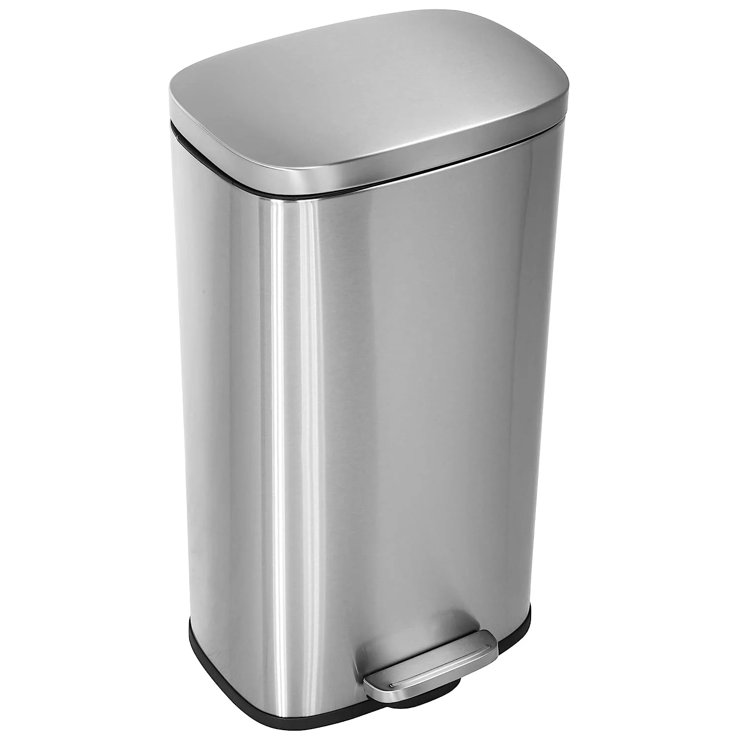 Kitchen Trash Can with Lid Step Trash Bin Fingerprint-Proof for Office Bedroom Bathroom Brushed Stainless Steel Garbage Can 8 Gallon/ 30L