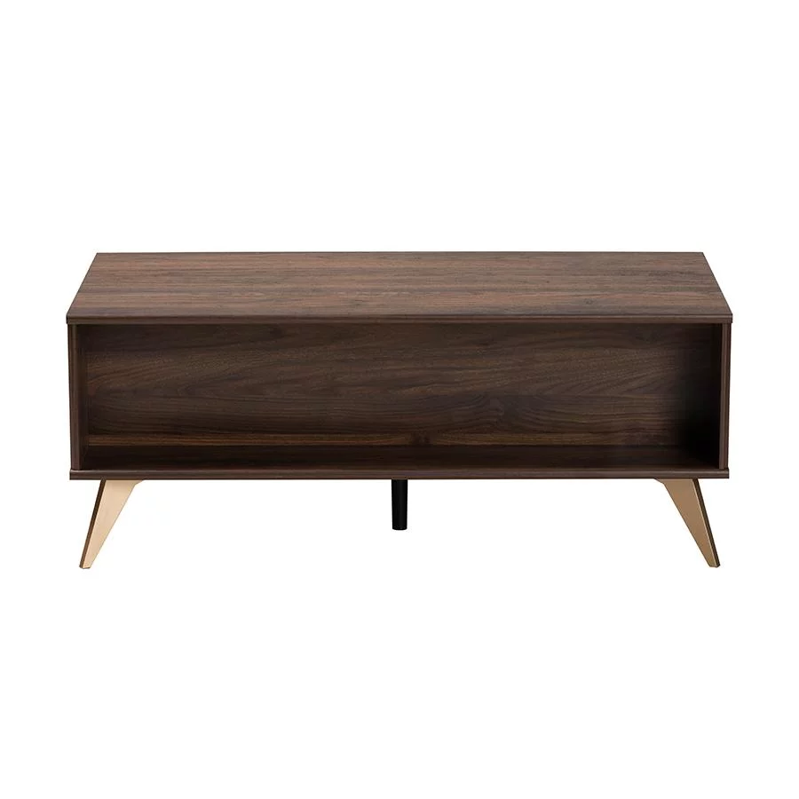 Baxton Studio Graceland Walnut Brown Finished Wood 2-Drawer Coffee Table