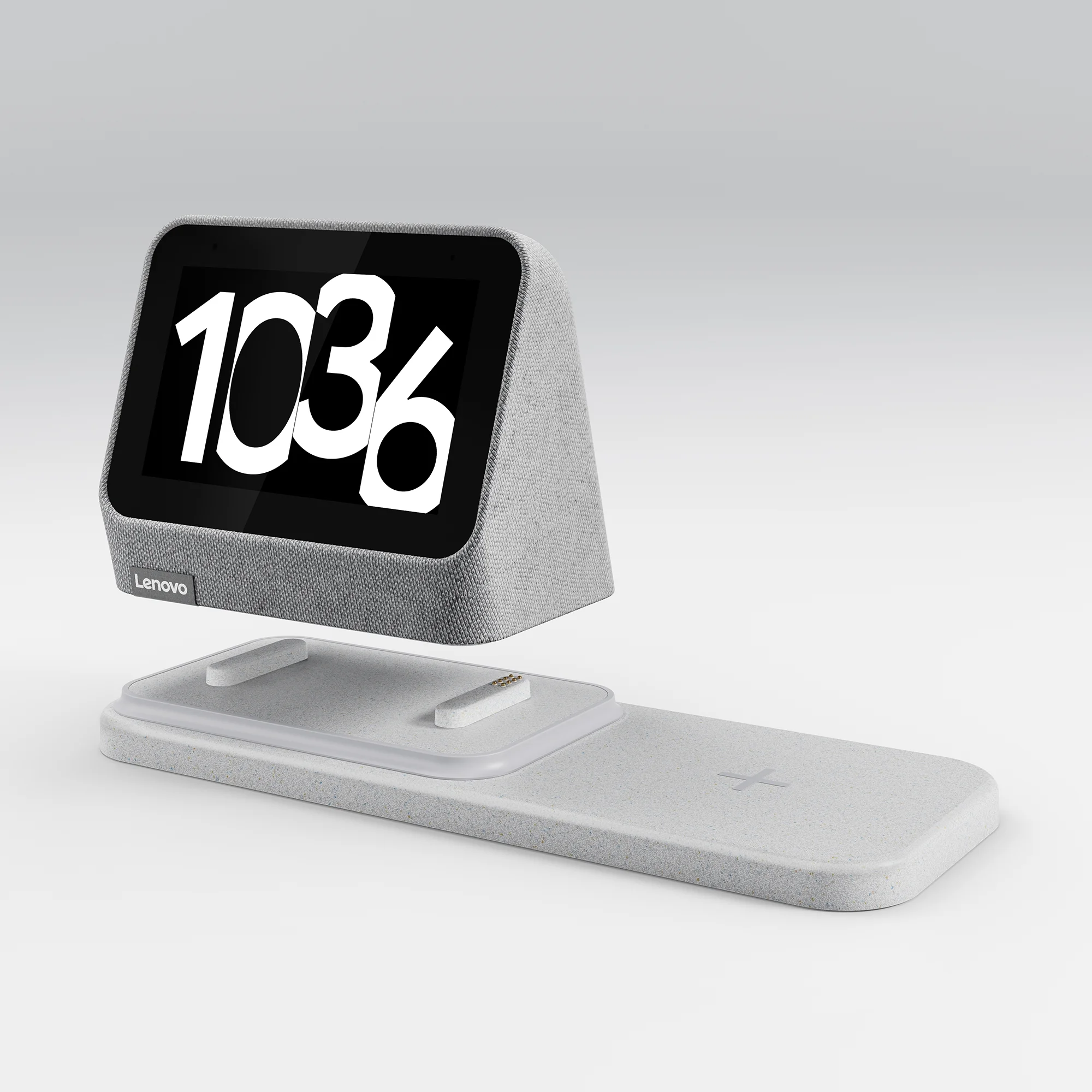 Lenovo Smart Clock 2 with Wireless Charging Dock - Heather Grey
