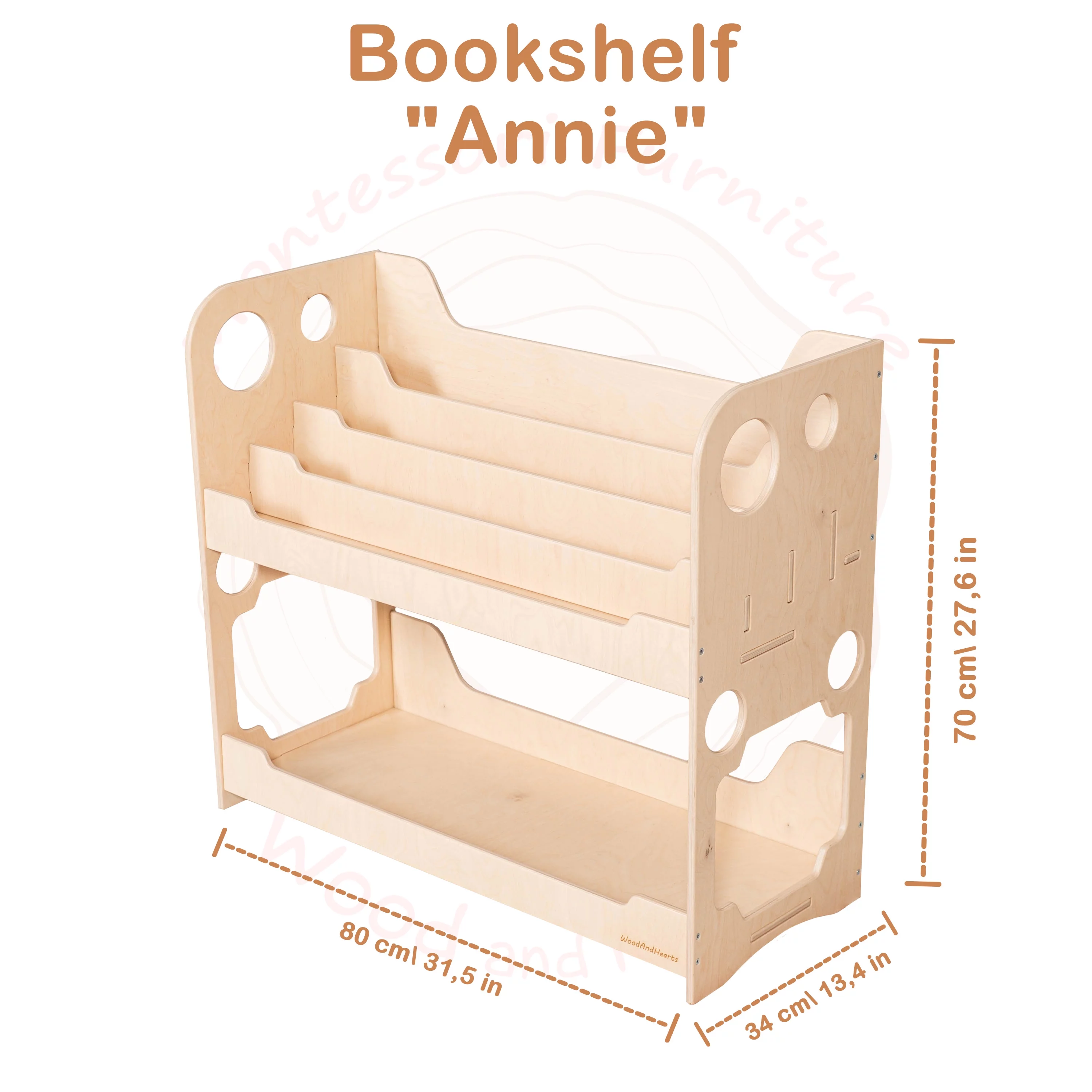 Woodandhearts Montessori Toddler Bookshelf for Storage, Wooden Furniture for Nursery, Kids Bookshelf, Baby Book Shelves for Kids 1-6 Years