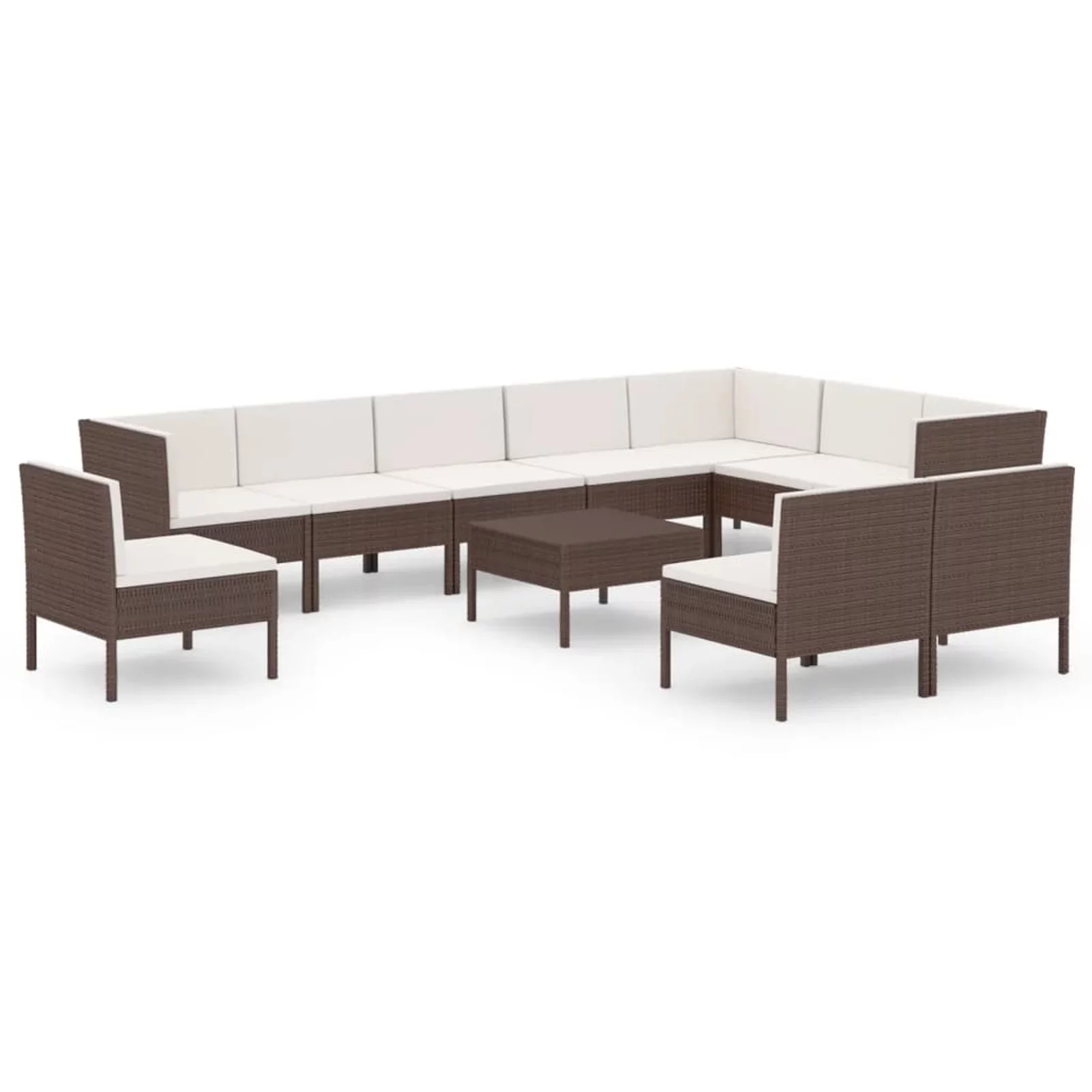 Aibecy 11 Piece Patio Set with Cushions Poly Rattan Brown