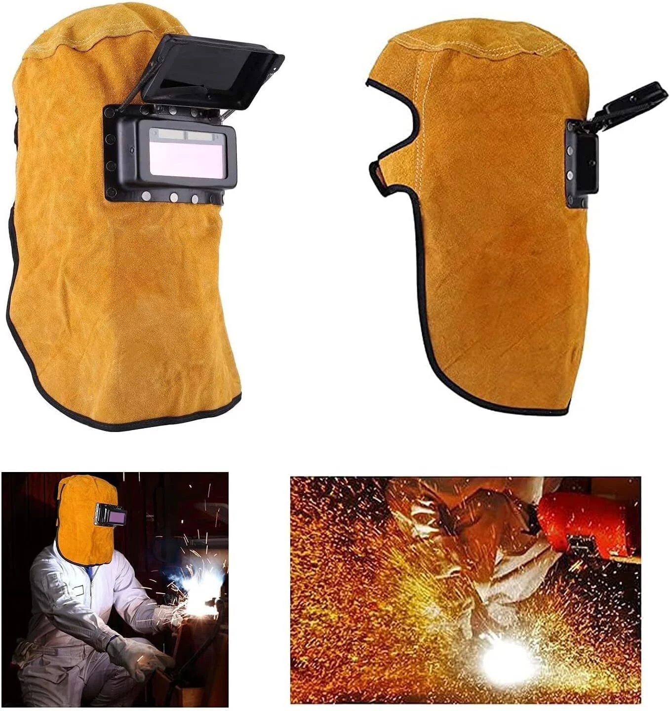 Paddsun 10X Cowhide Leather Welder Hood Welding Helmet Protective Gear Mask Work Cap