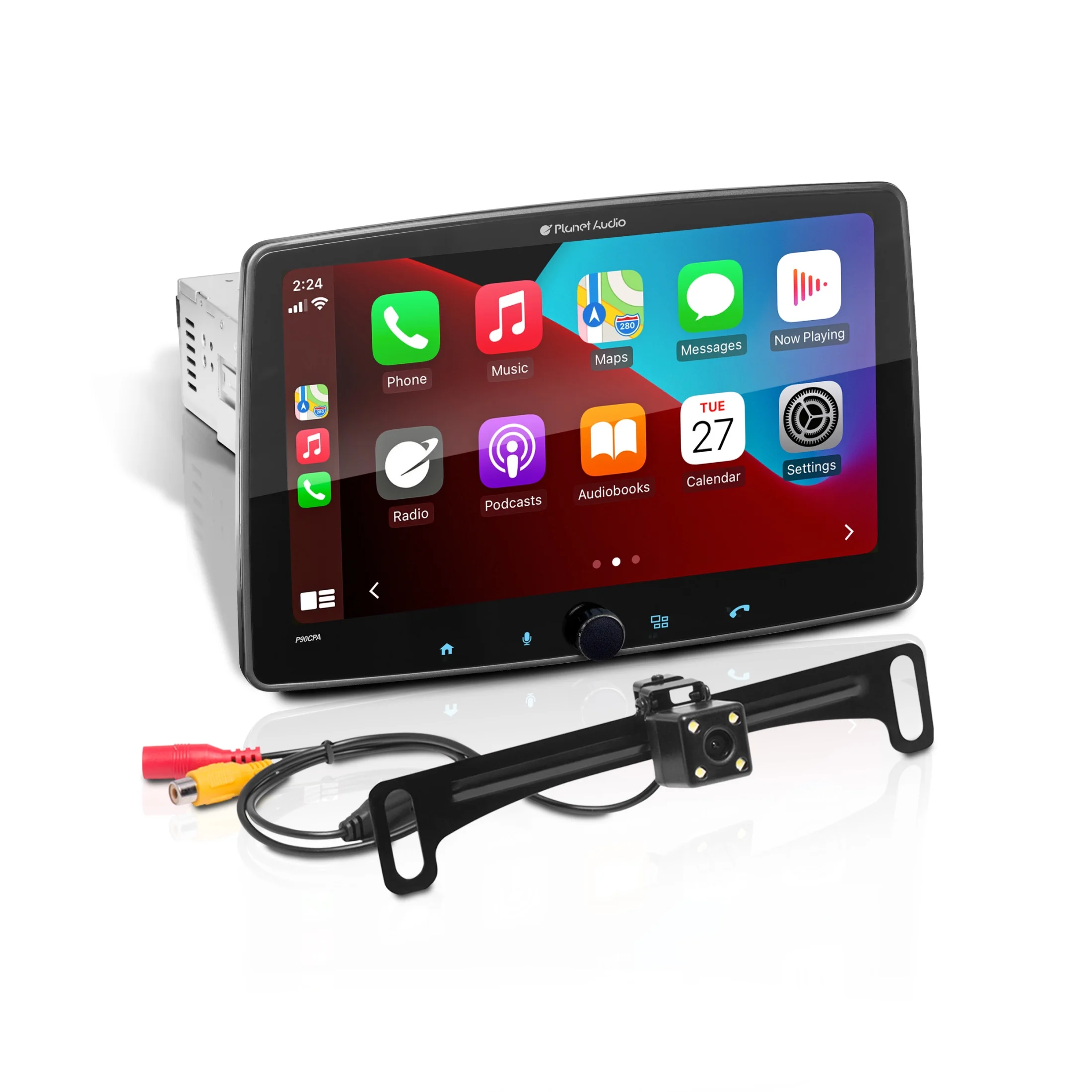 Planet Audio P90CPAC Car Stereo - Apple CarPlay, Android Auto, Single Din, 9 Inch Capacitive Touchscreen, Bluetooth, No CD DVD Player, AM/FM Radio Receiver, Backup Camera