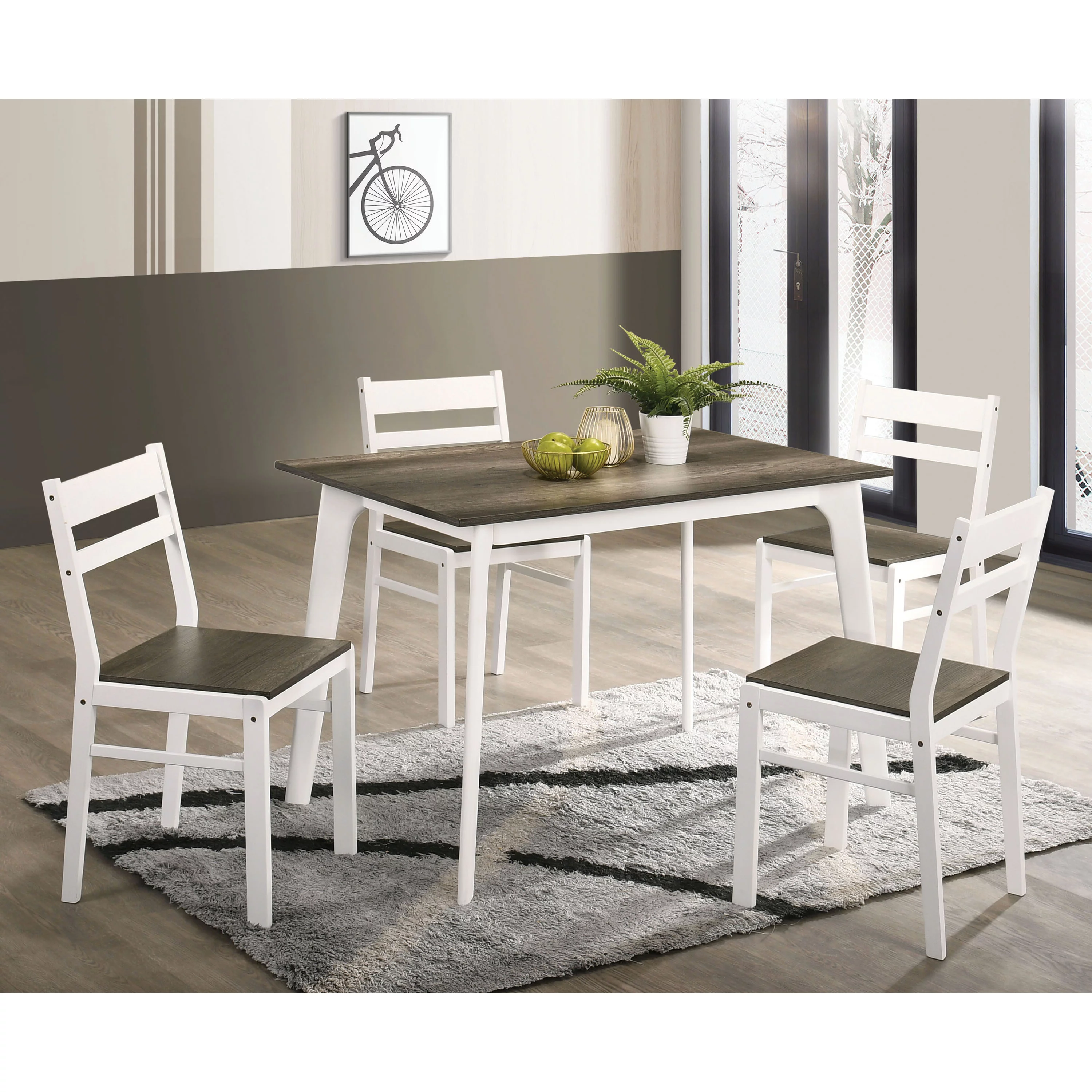 Furniture of America Royst 5-Piece Wood Dining Set, Gray and White