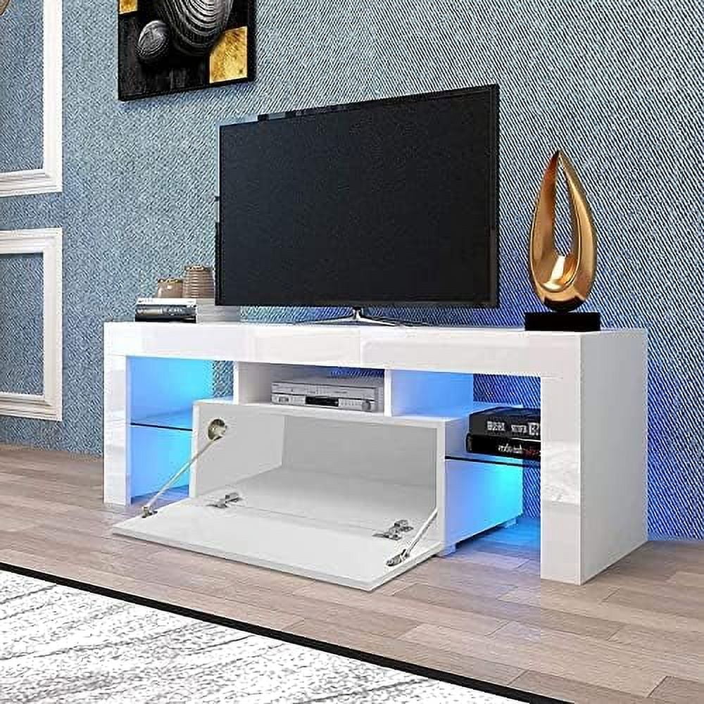 JYHOME TV Stand for 55 inch TV with  - Universal TV Stand with LED Lights  Entertainment Center for 55 inch TV  LED Television Stands Media Cabinet TV Console for Living Room Bedroom Vide