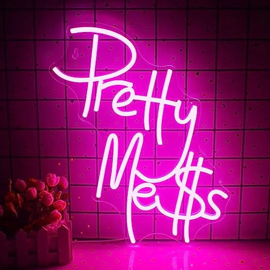WX&YH Pretty Mess LED Neon Light Signs USB Power for Bedroom Home Men's Cave Bar Party Decoration