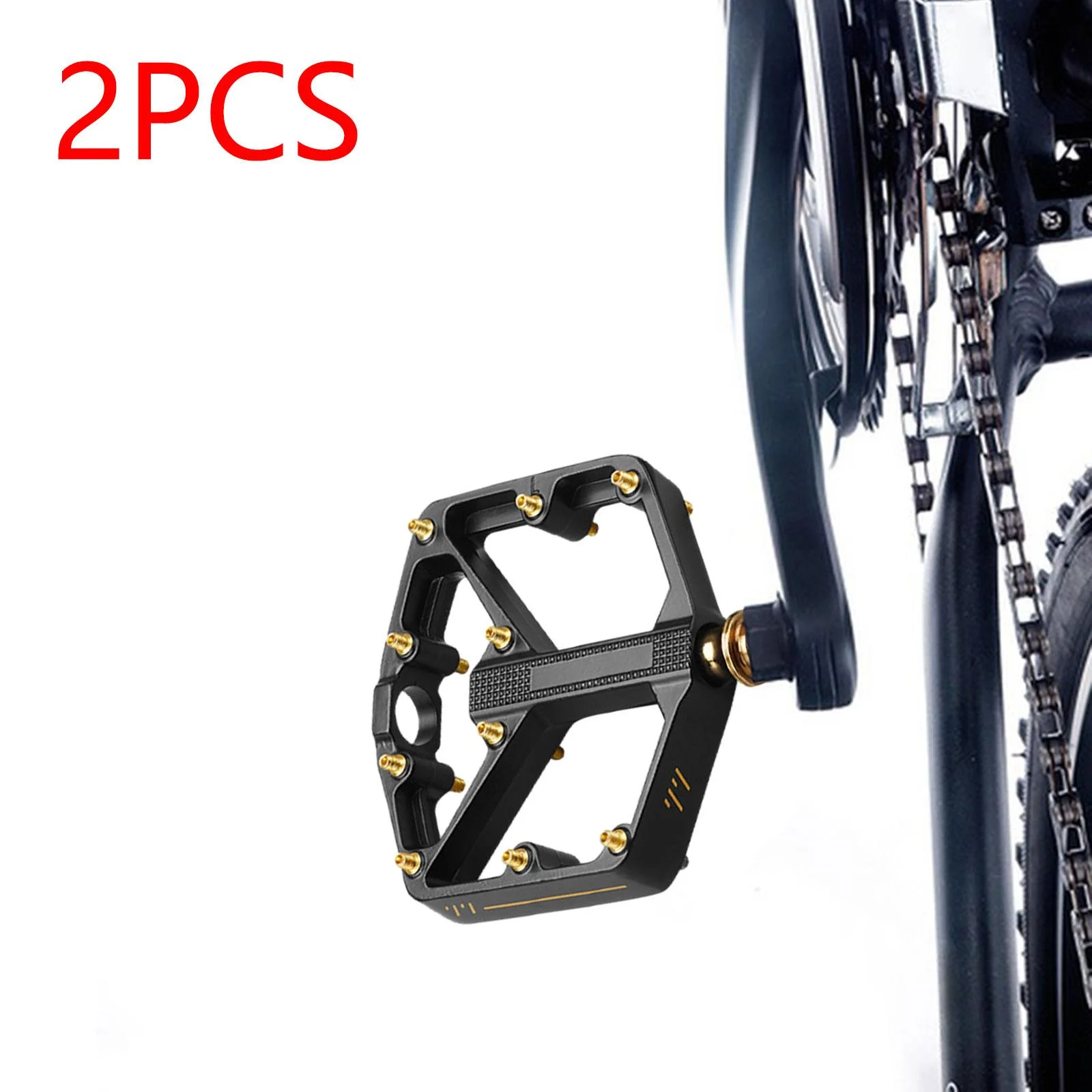 BAOSITY Mountain Bike Pedals Pedals Portable Aluminum Alloy Non Slip Cycling Pedals Width Flat Pedals for Cycling Accessories Gold
