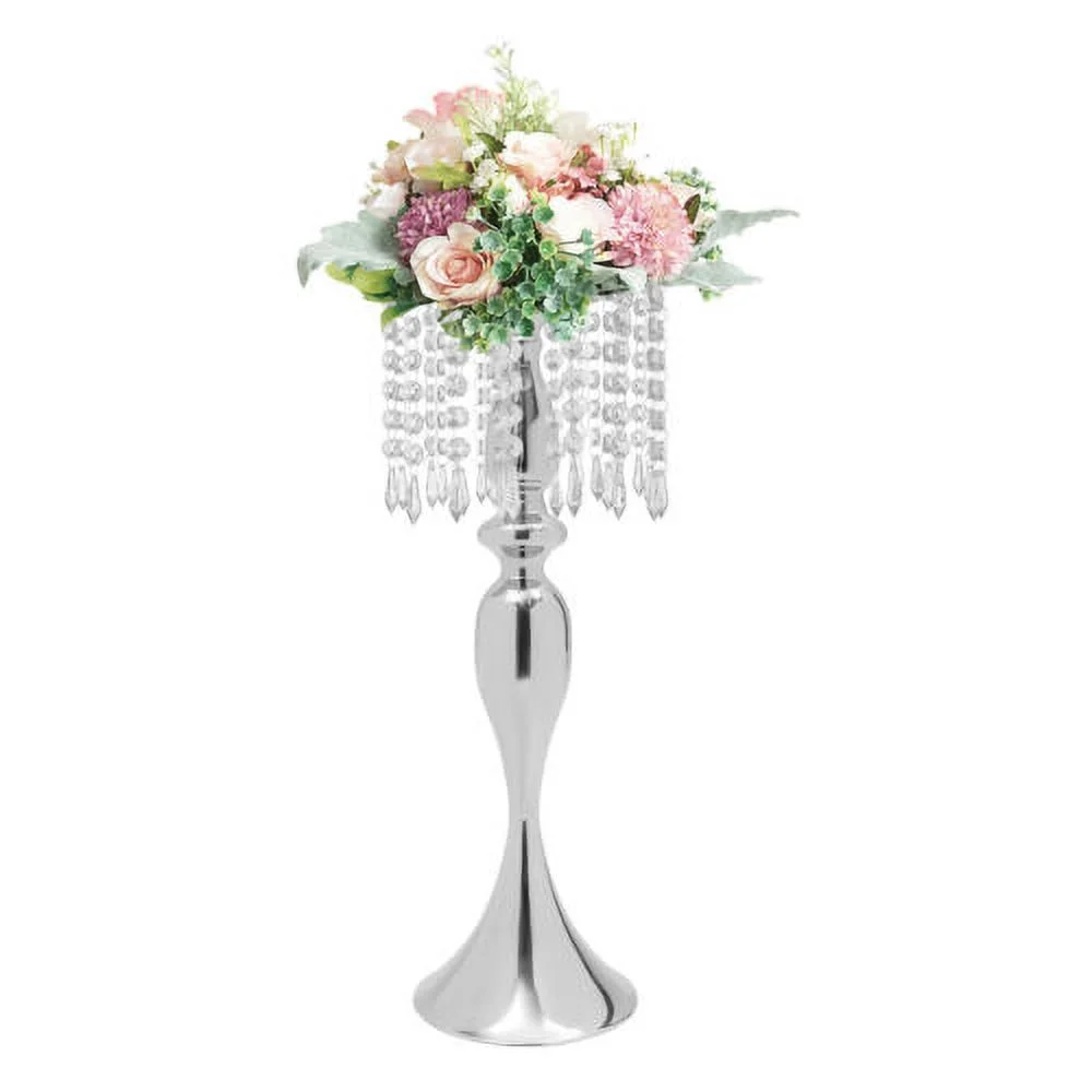 10 PCS Metal Silver Flower Vase Wedding Table Centerpieces Crystal Flower Stand