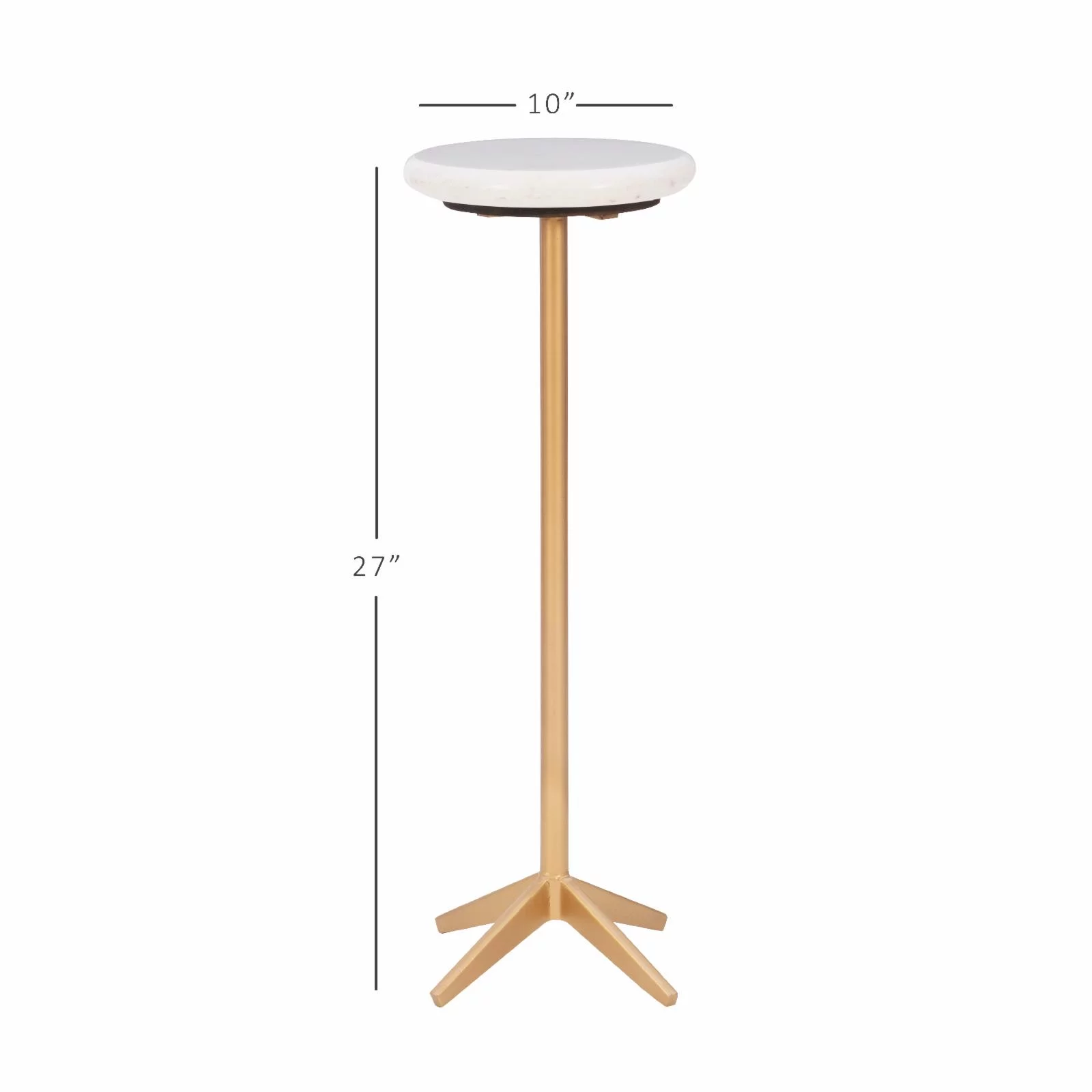 Powell Esmee Round Drink Table - Gold with White Marble Top
