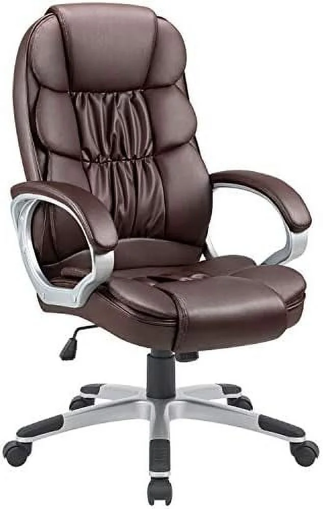 JYHOME Office Chair PU Leather High Back Executive Chair Ergonomic Computer Chair  Modern Adjustable Home Desk Chair Swivel Managerial Chair with Padded Armrests and Lumbar Support (Gray)