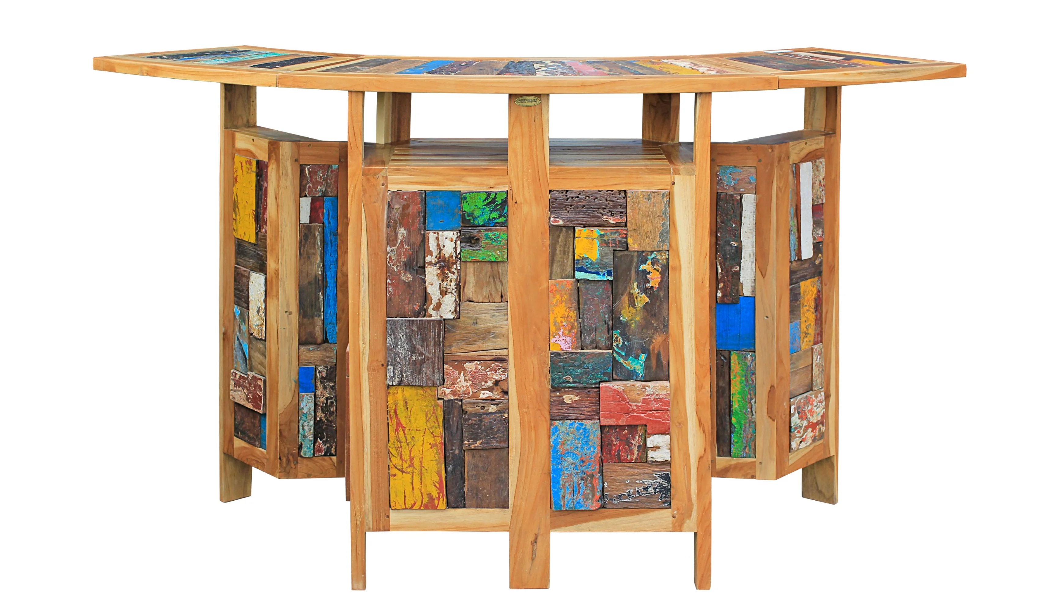 Marina Del Rey Folding Bar Made From Recycled Teak Wood Boats