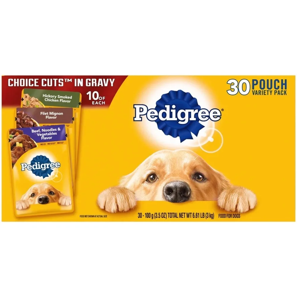 Pedigree Choice Cuts Gravy Wet Dog Food Variety Pack, 3.5 Oz Pouches (30 Pack) Dog Supplies