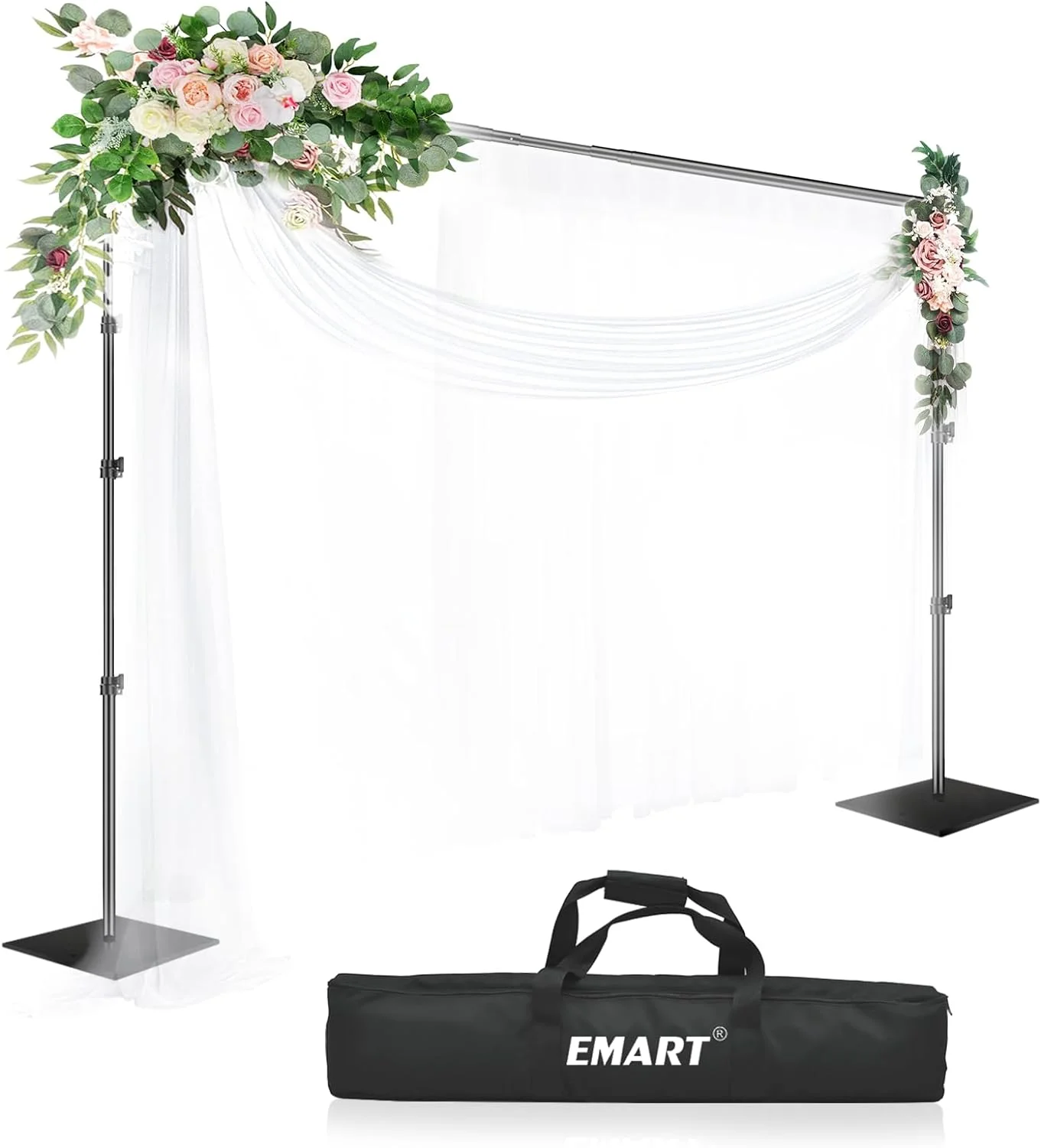 YANPO Heavy Duty Backdrop Stand 8.5x10ft(HxW) Adjustable Background Support System Kit with Steel Base for Photography, Photo Backdrop Stand for Parties Birthday Video Studio - Black