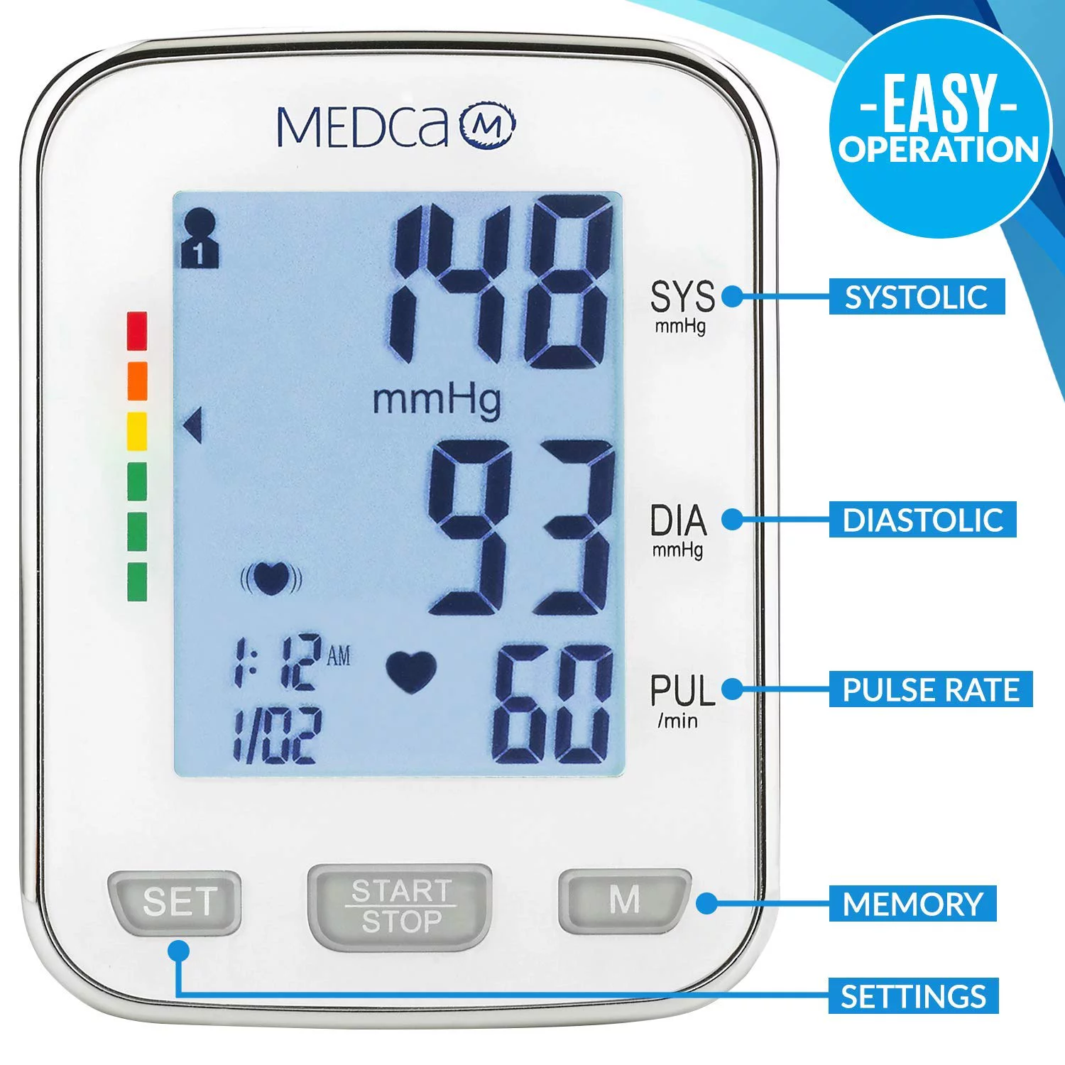 Blood Pressure Cuff Wrist with Monitor and Portable Fully Automatic BP Machine Band by MEDca