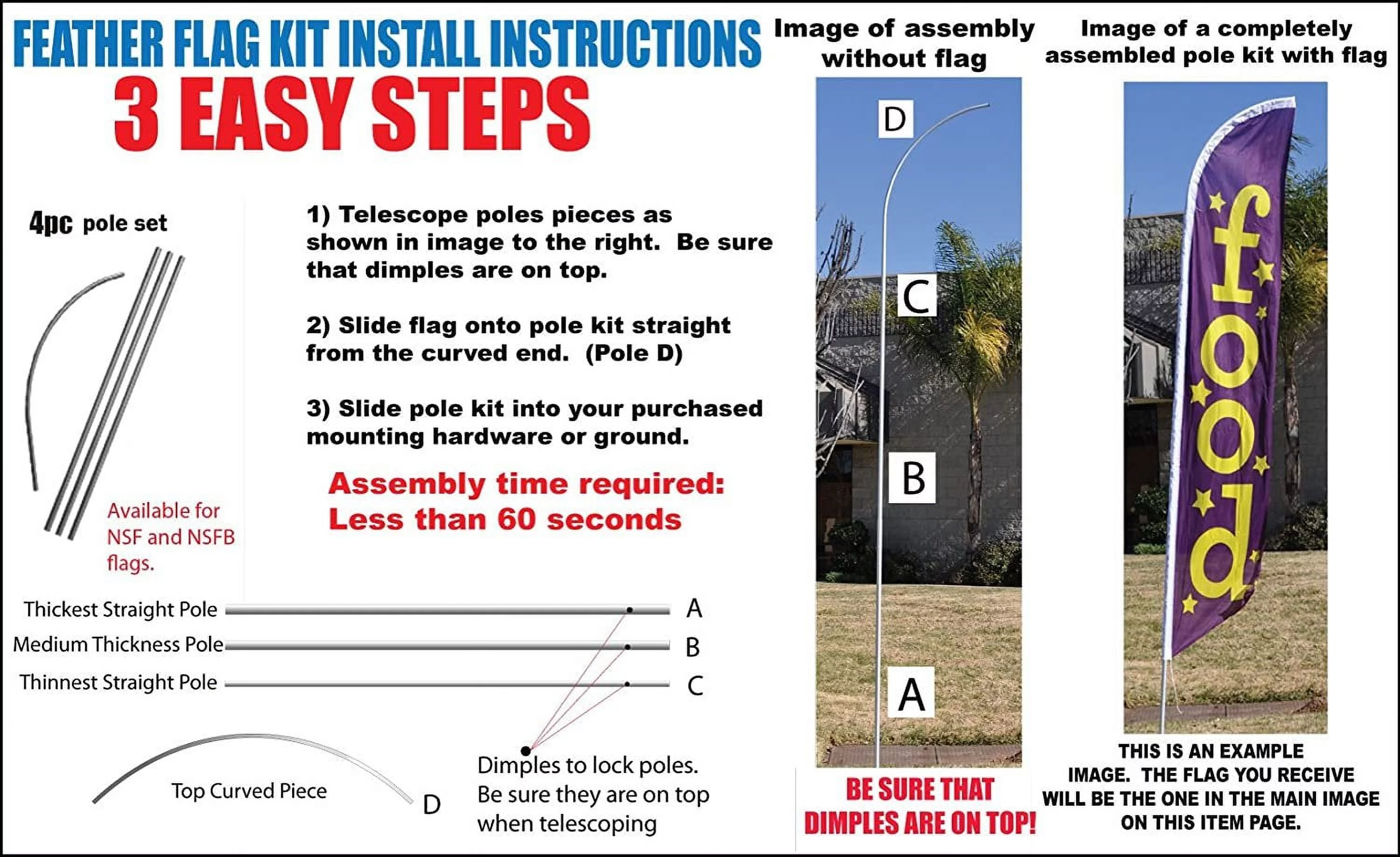 RICOS TACOS $0.99 15ft Feather Banner Swooper Flag Kit - INCLUDES 15FT POLE KIT w/GROUND SPIKE