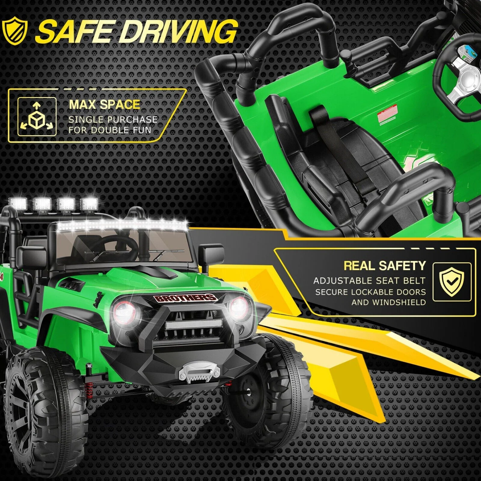 2-Seater Kids Ride on Truck Electric Toys Car with Parent Remote Control 24V 200W