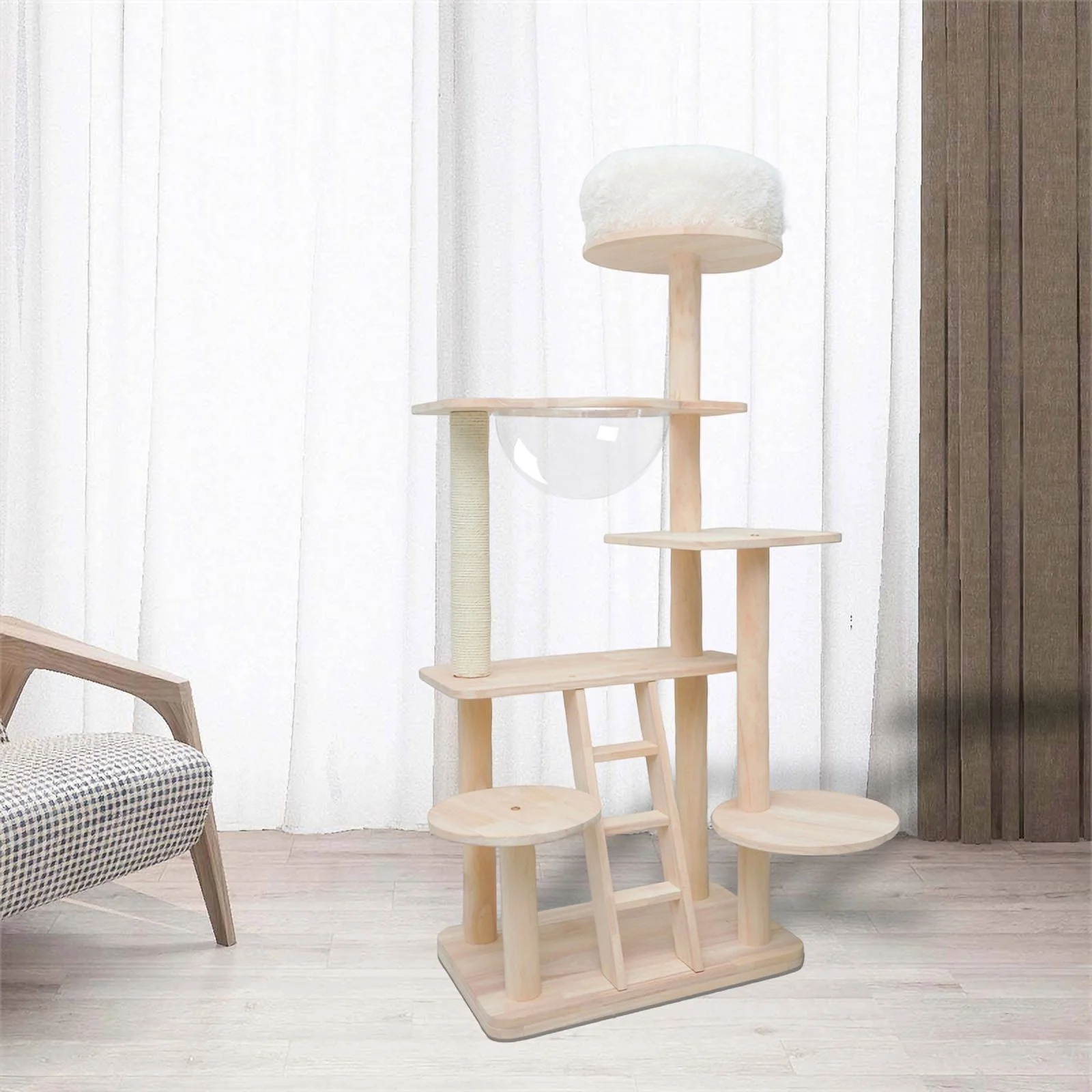 Legend Vansen Oaken Cat Tower Cat Tree Cat Condo With Space Capsule Nest