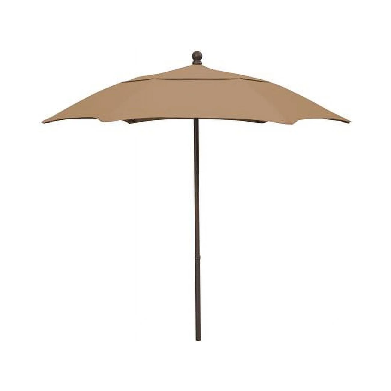 7.5' Hex Patio Umbrella 6 Rib Push Up Champagne Bronze with Beige Spun Poly Canopy, 7HPUCB-Beige