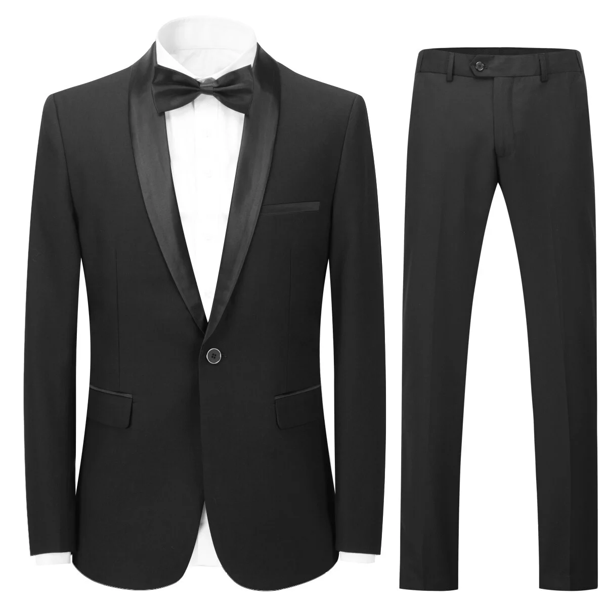 Cloudstyle Mens 2 Piece Solid Suit Party Dress Jacket Slim 2 Button Blazer Pants