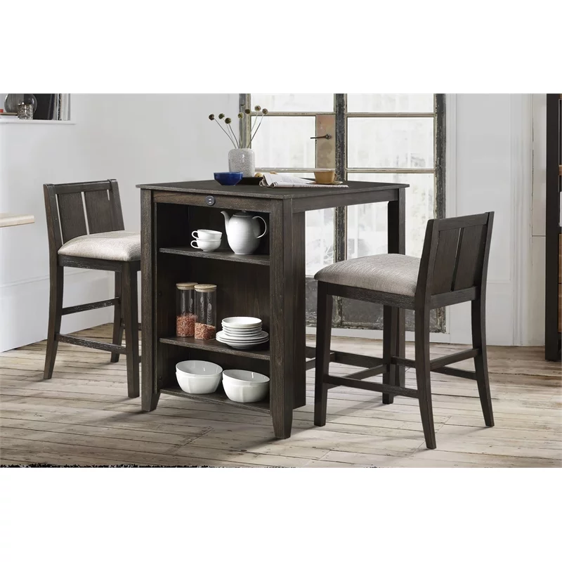 Lexicon Daye 3 Piece Wood Counter Height Dining Set in Dark Cherry