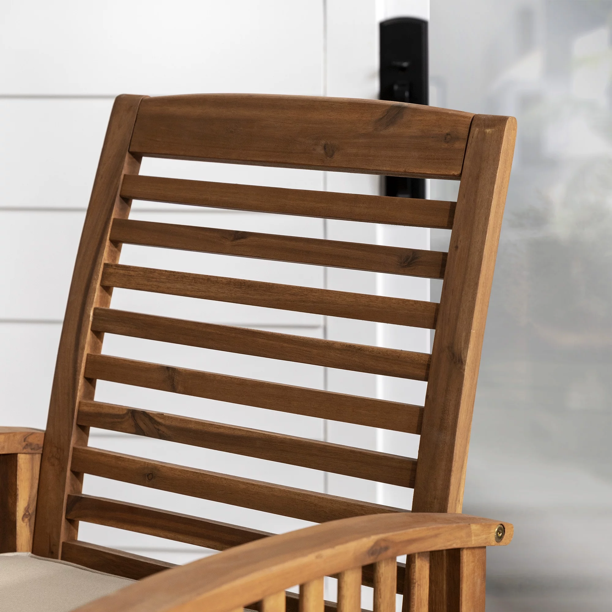 Wood Patio Chairs in Brown with Cushion - Set of 2