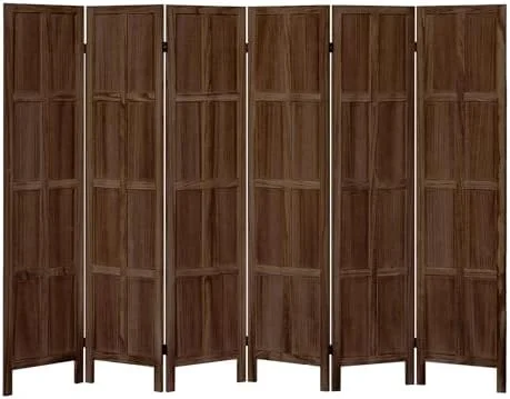 WTYNKAE 6 Panel Wood Room Divider Screen  5.6FT Tall Wall Dividers for Room Separation  Folding Room Dividers  Rustic Privacy Screen for Home Office Restaurant Bedroom Store  White