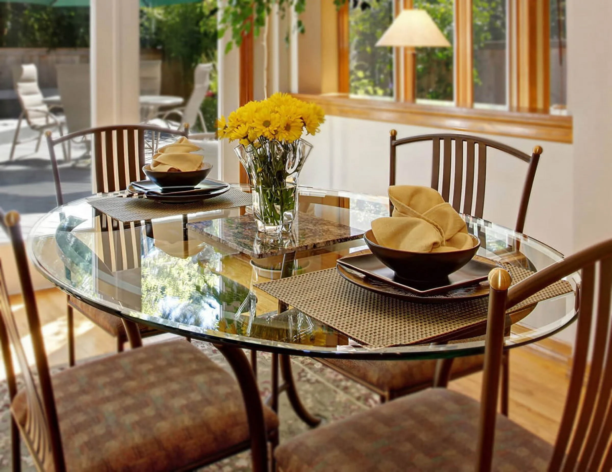 24 Inch Round Glass Table Top, 1/4 Inch Thick Clear Tempered Glass With Beveled Edge Polished