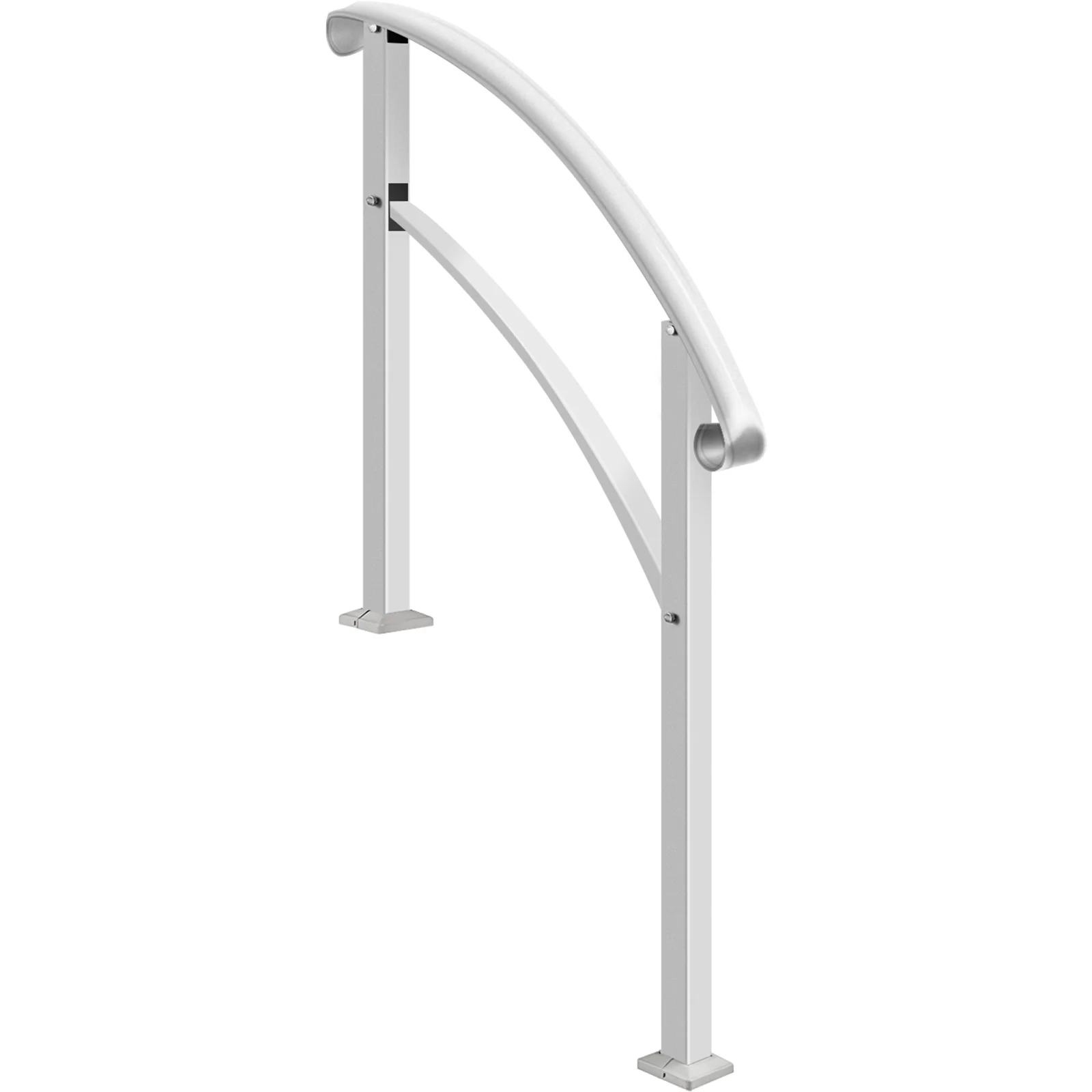 SKYSHALO 4 Levels Adjustable Handrail Fits Level 1 or Level 4 Matte White Stair Handrail Wrought Iron Handrail with Mounting Kit Outdoor Step Handrail