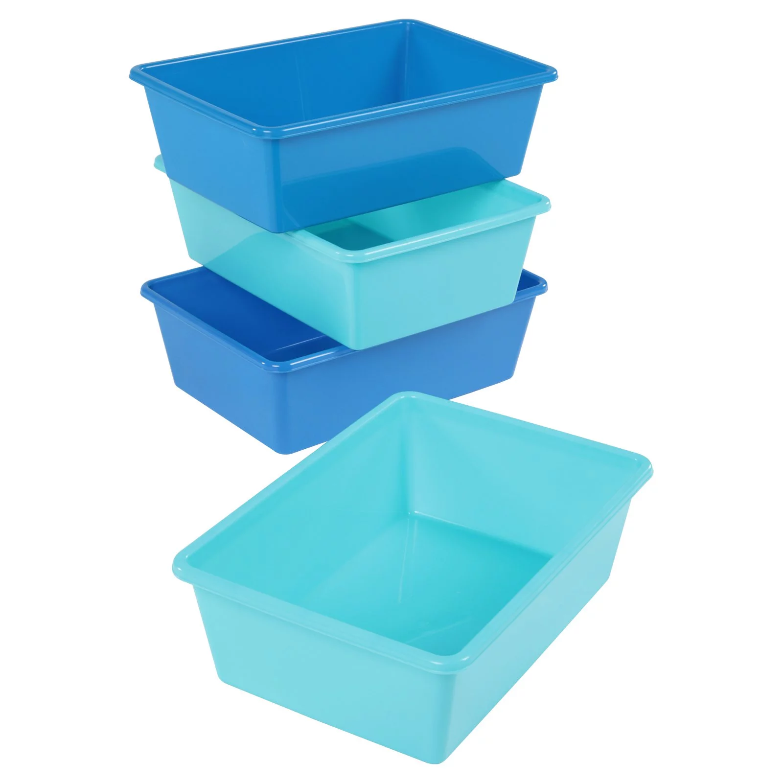 Humble Crew Large Plastic Storage Bins, Set of 4, Blue/Teal