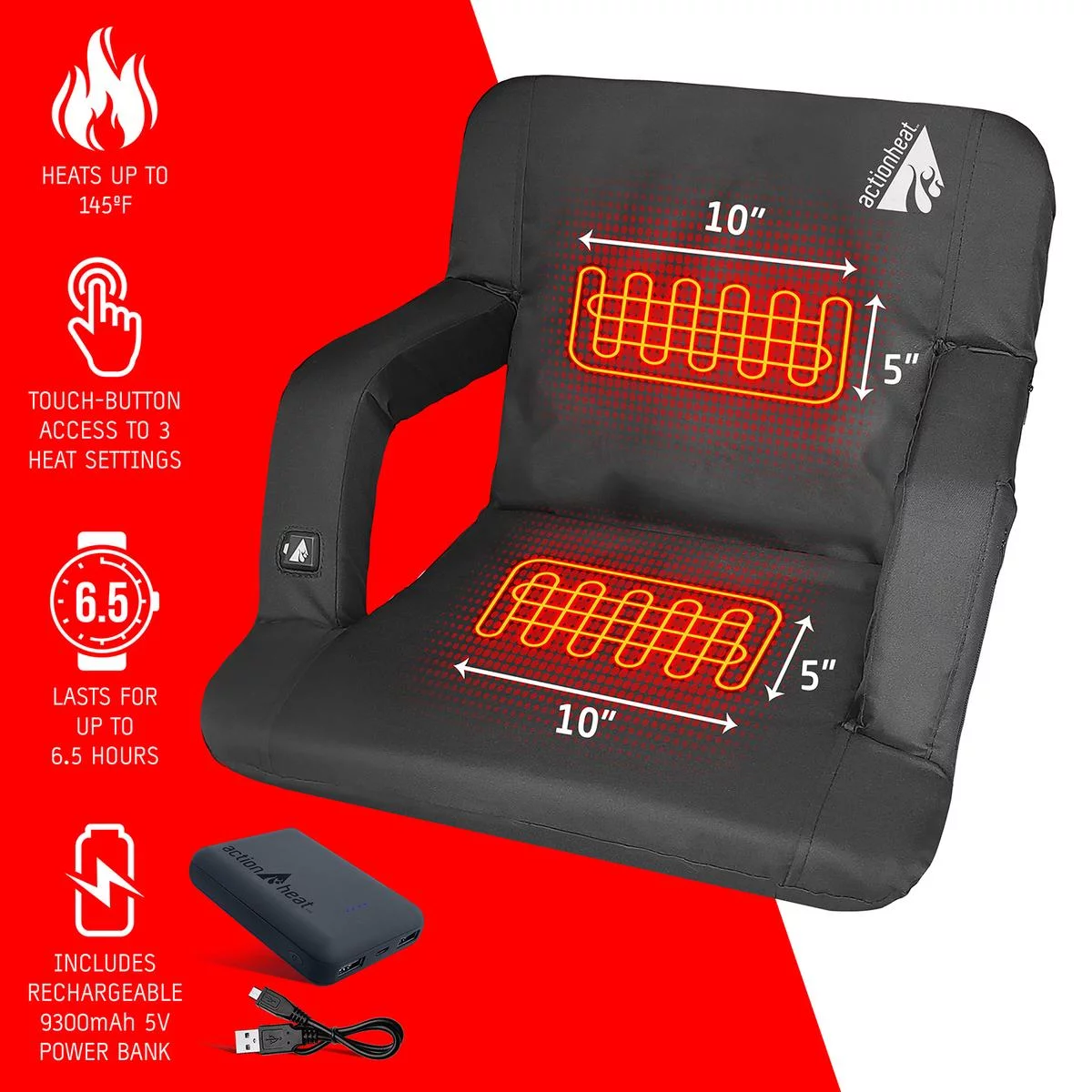 ActionHeat Heated 5V Folding Bleacher Seat
