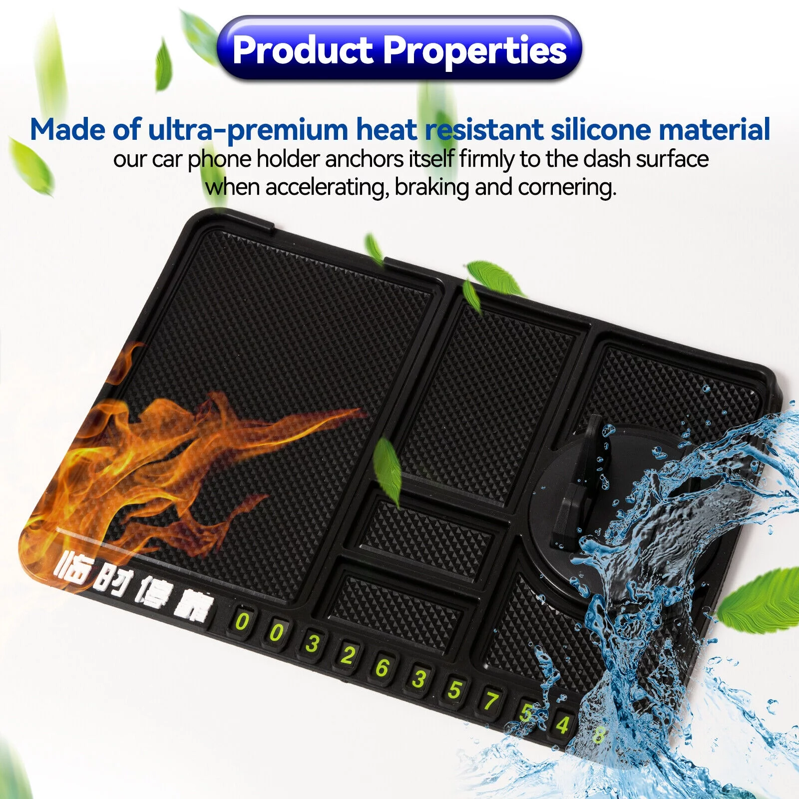 Anti-slip Non slip Car Dashboard Mat Keys Holder Pad Parking Phone Number Card