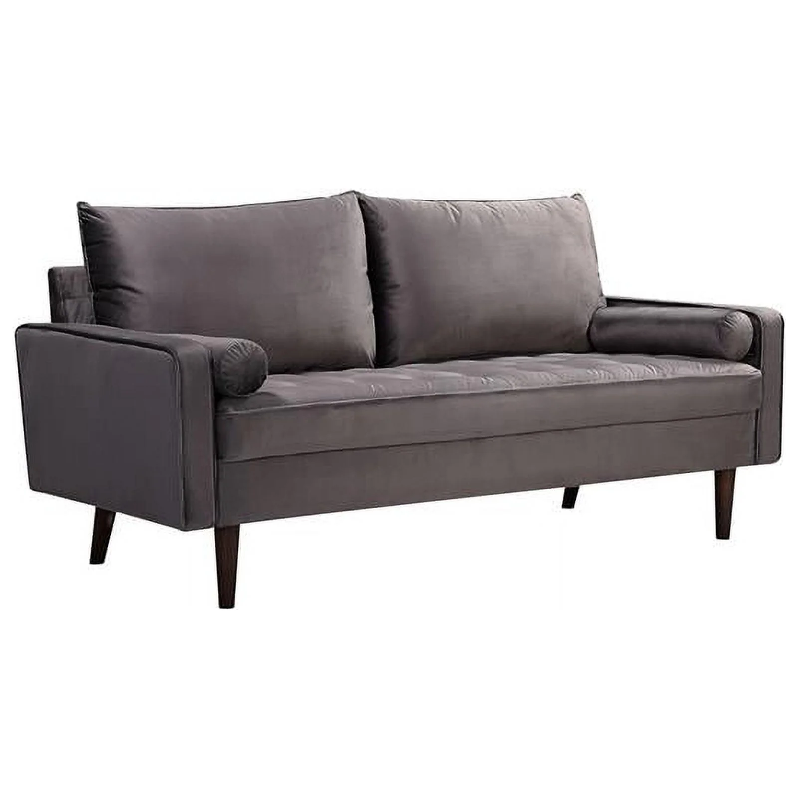 Home Square Genoa 3 Piece Set with Velvet Living Room Sofa & 2-Loveseat in Gray