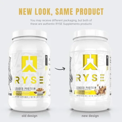 RYSE Up Supplements Loaded Protein Powder | 25g Whey Protein Isolate & Concentrate | with Prebiotic Fiber & MCTs | Low Carbs & Low Sugar | 27 Servings (Cinnamon Toast)
