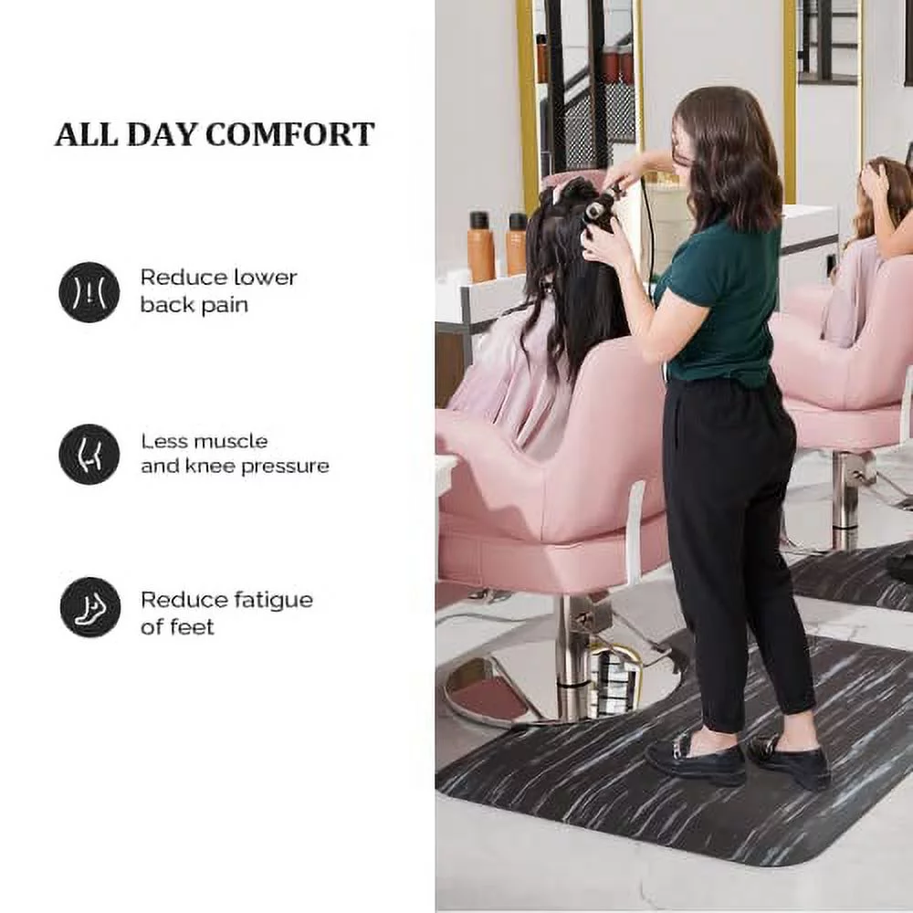 OmySalon 1/2'' Thick Salon Anti Fatigue Mat for Hairstylist Standing, 3'x4' Barber Floor Matt Under Styling Chair, Hair Cutting Hairdressing Babershop Equipment