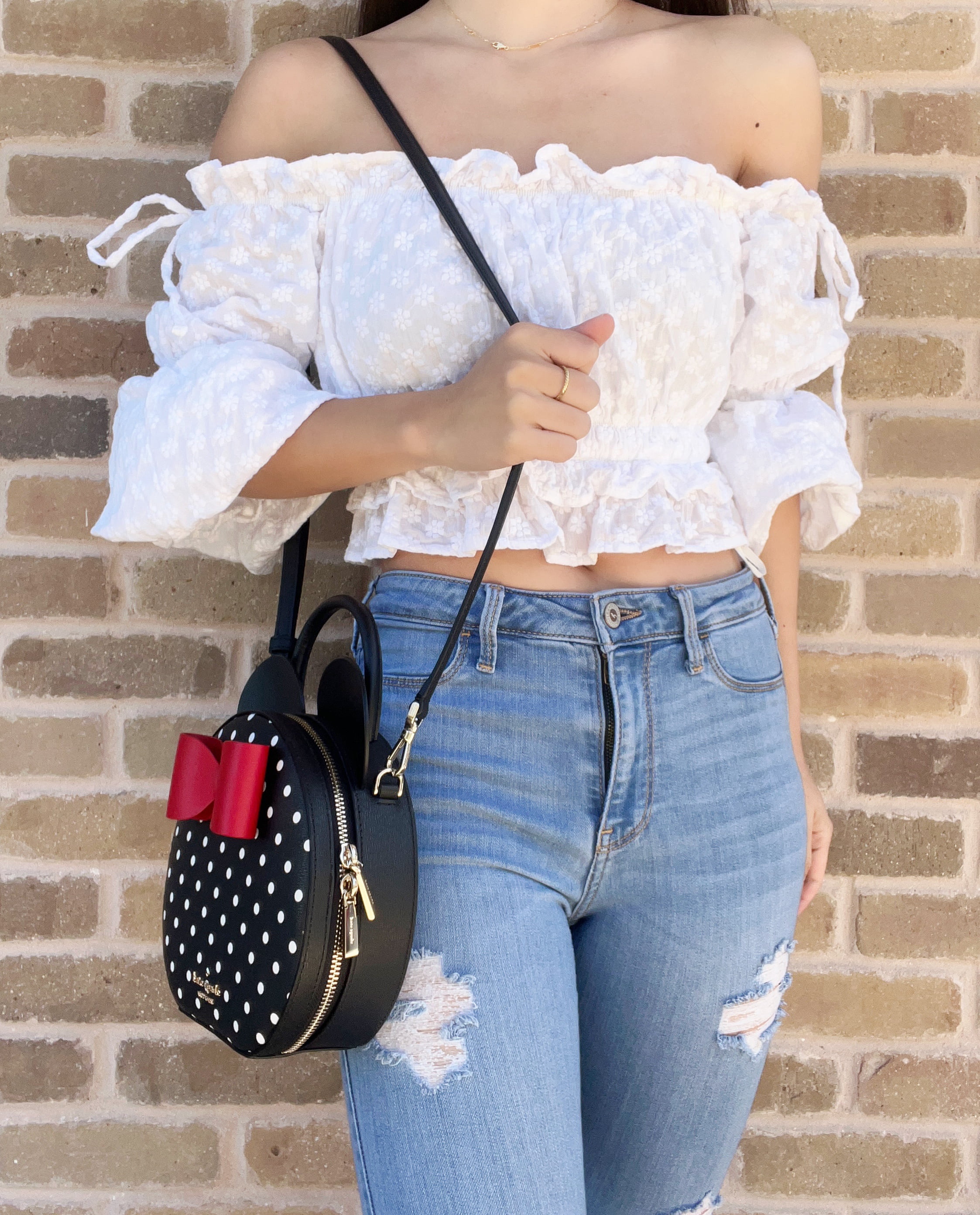 Disney x Kate Spade Minnie Mouse Round Crossbody Bag Black Multi + Card Holder