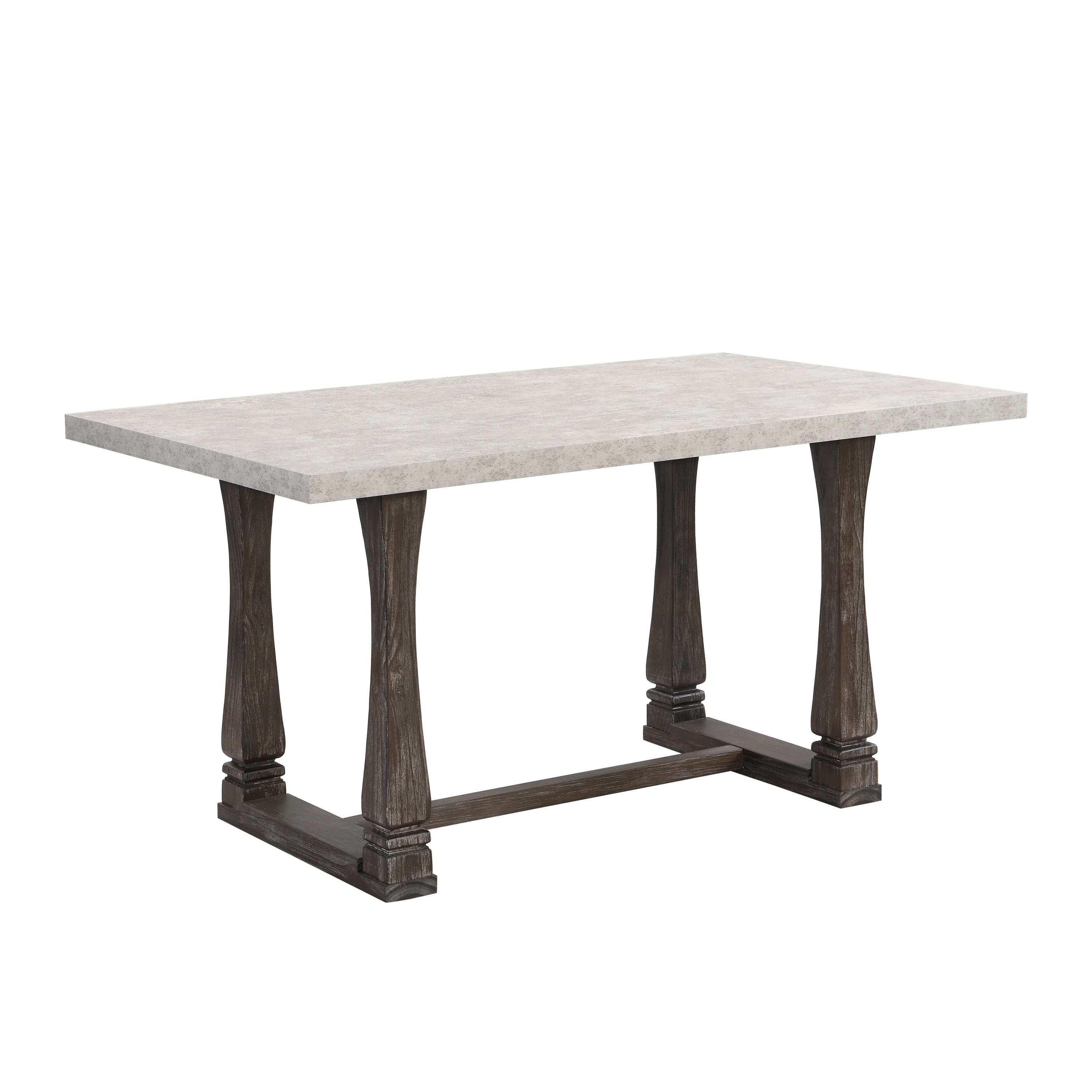 60-Inch Classic Farmhouse Rectangular Dining Table, Ideal for Home and Kitchen - Grey Tabletop