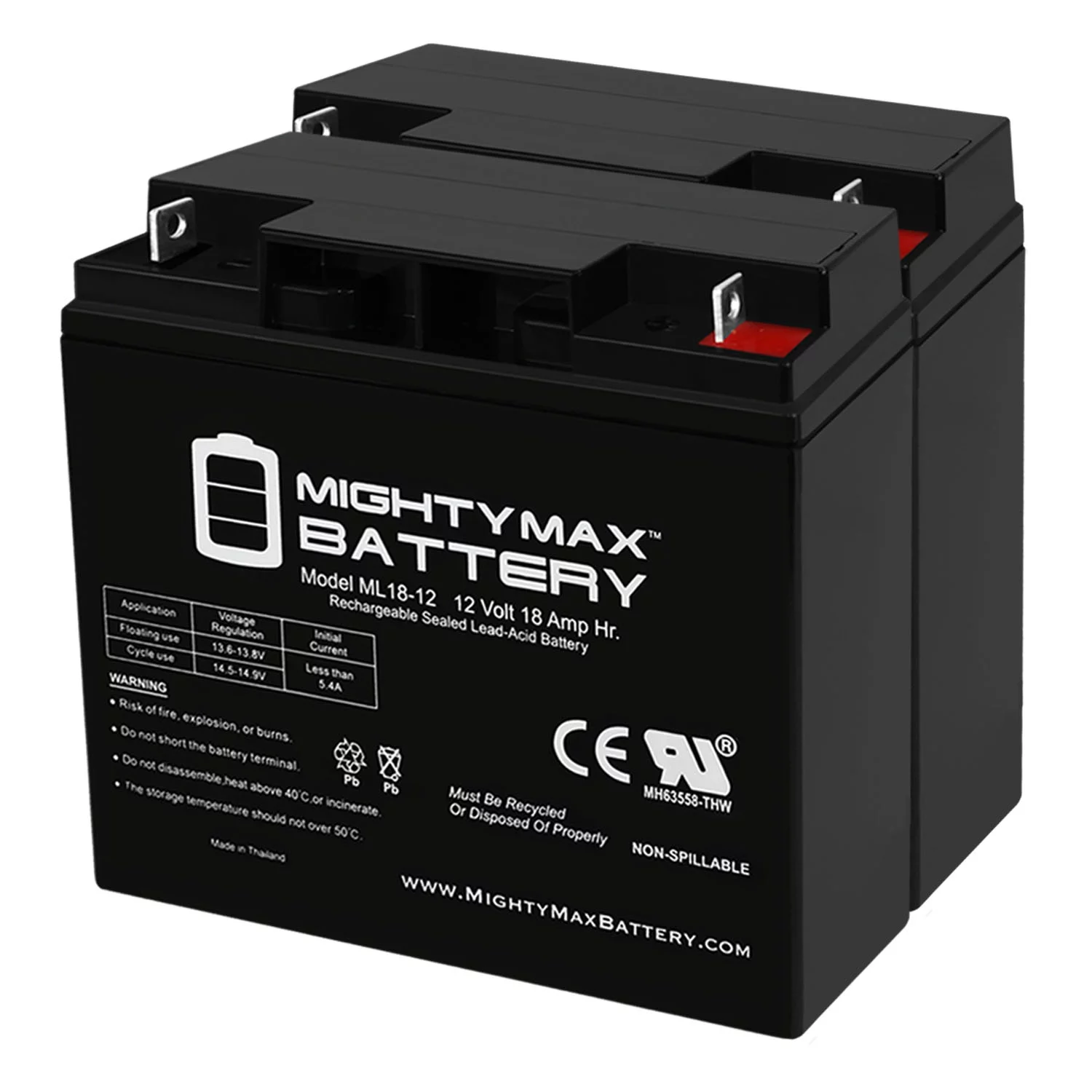 12V 18AH SLA Battery for Schumacher IP-1800I,IP-180KE - 2 Pack