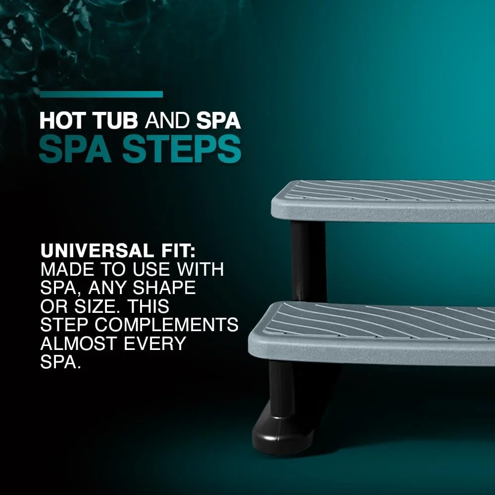 Universal Spa & Hot Tub Outdoor Steps No Slip Grip Support - Light Grey