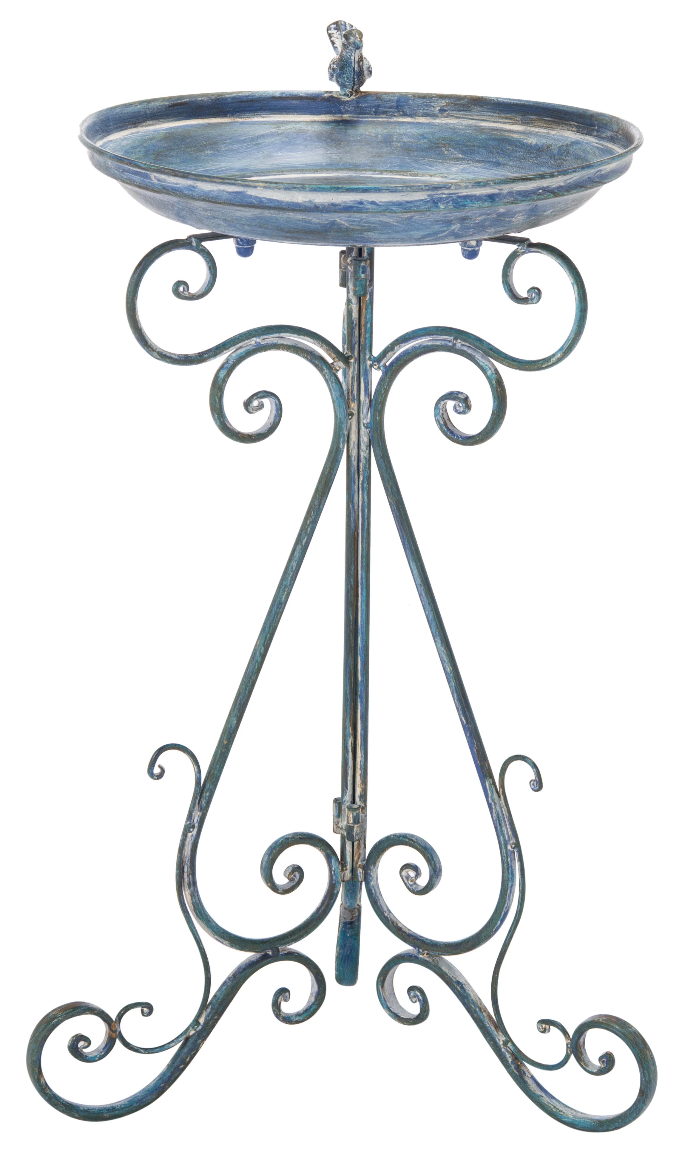 SAFAVIEH Ashlan Solid Rustic Outdoor Patio Bird Bath, Antique Blue