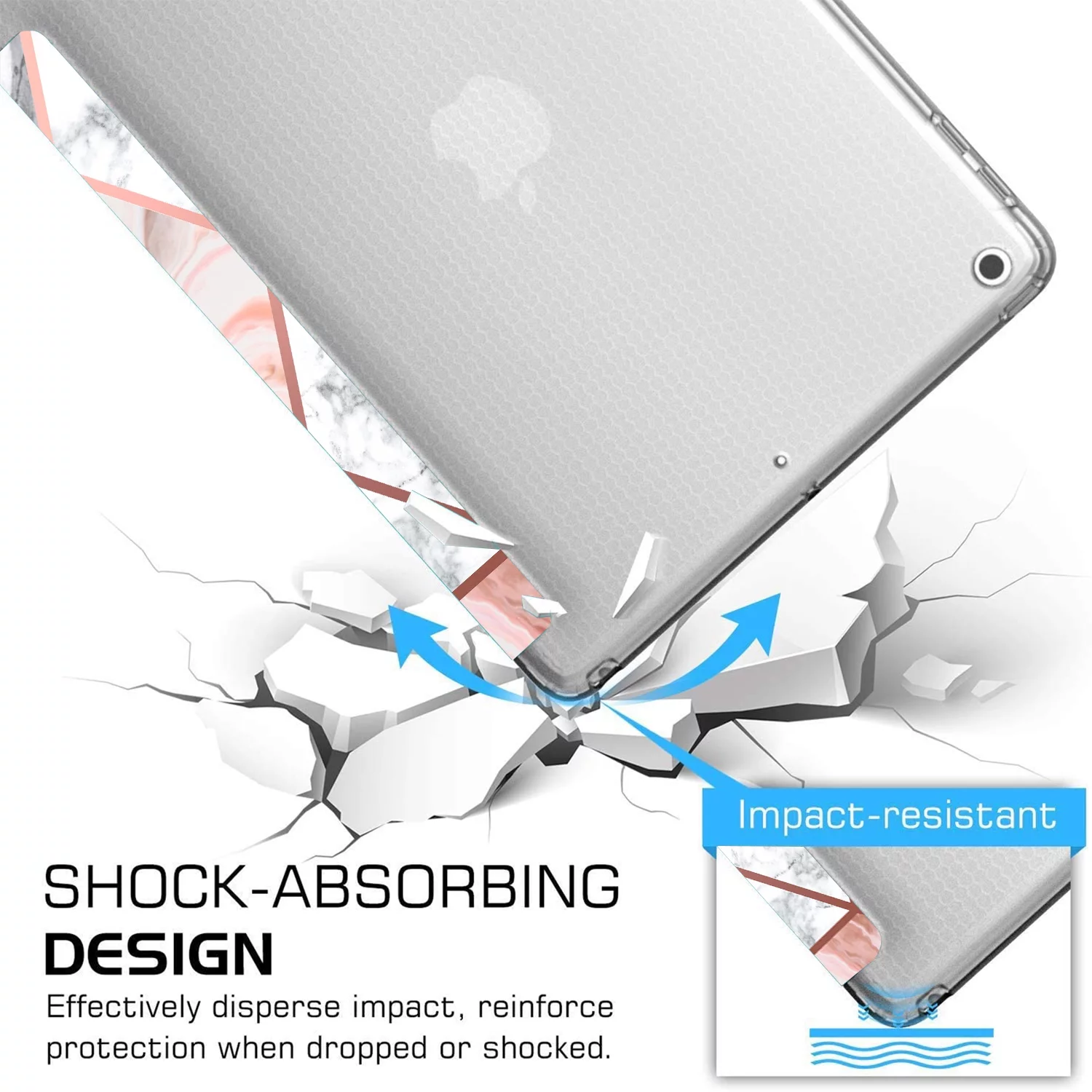 DuraSafe Cases iPad 9.7 5th 6th Gen Air 1st 2nd Gen [iPad 5 6 Air 1 2] MRJN2LL/A MR7G2LL/A MP2F2LL/A MP2G2LL/A MD785LL/A MD788LL/A MGLW2LL/A MGL12LL/A Printed Sleek design Flip Case - Marble Pink