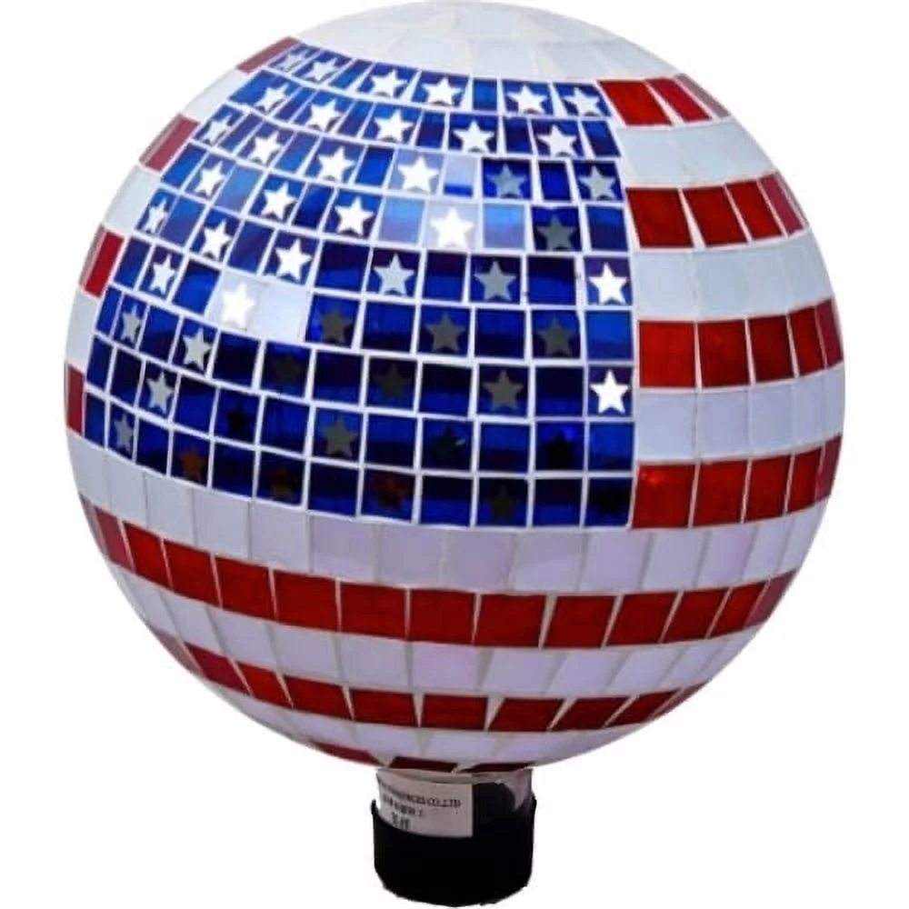 Very Cool Stuff-Mosaic Glass Stars And Stripes Gazing Globe- Red-white-blue 10 Inch