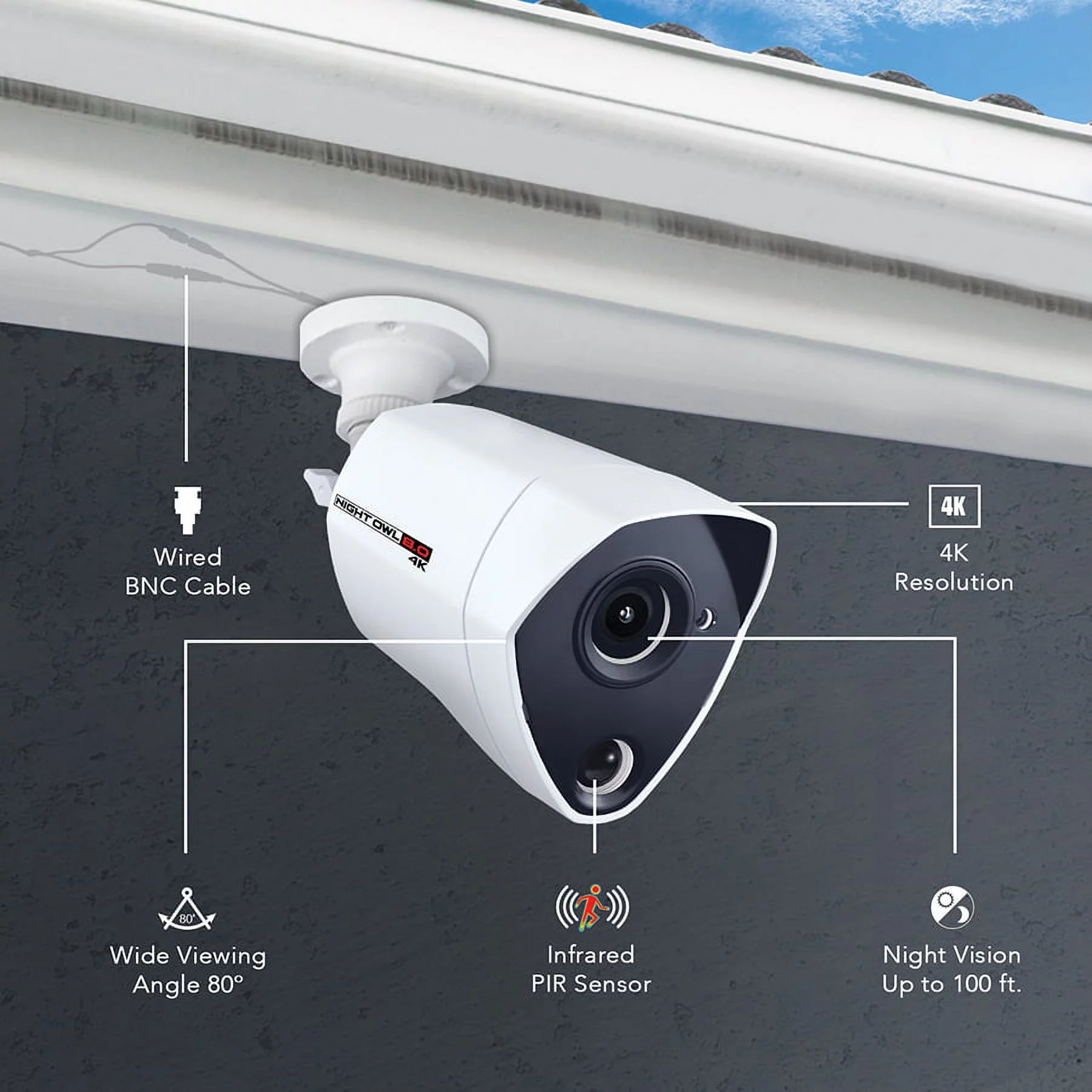 Night Owl 4 Channel 4K Ultra HD Security DVR with 4 4K Wired Cameras and 1TB Hard Drive