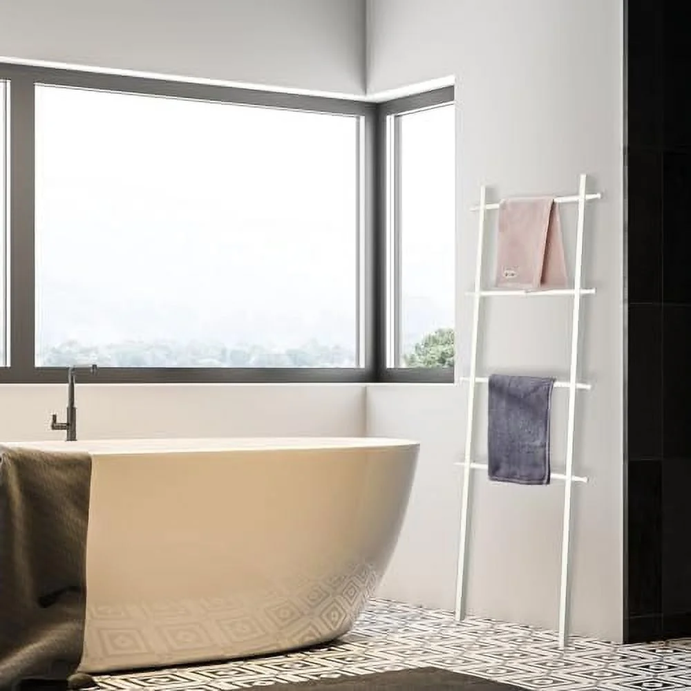 CHNBVC Blanket Ladder  Wooden Blanket Holder  Blanket Quilt Holder Rack Decorative Ladder   Blanket Ladder  Rack for The Bedroom Bathroom Home Decor  Black