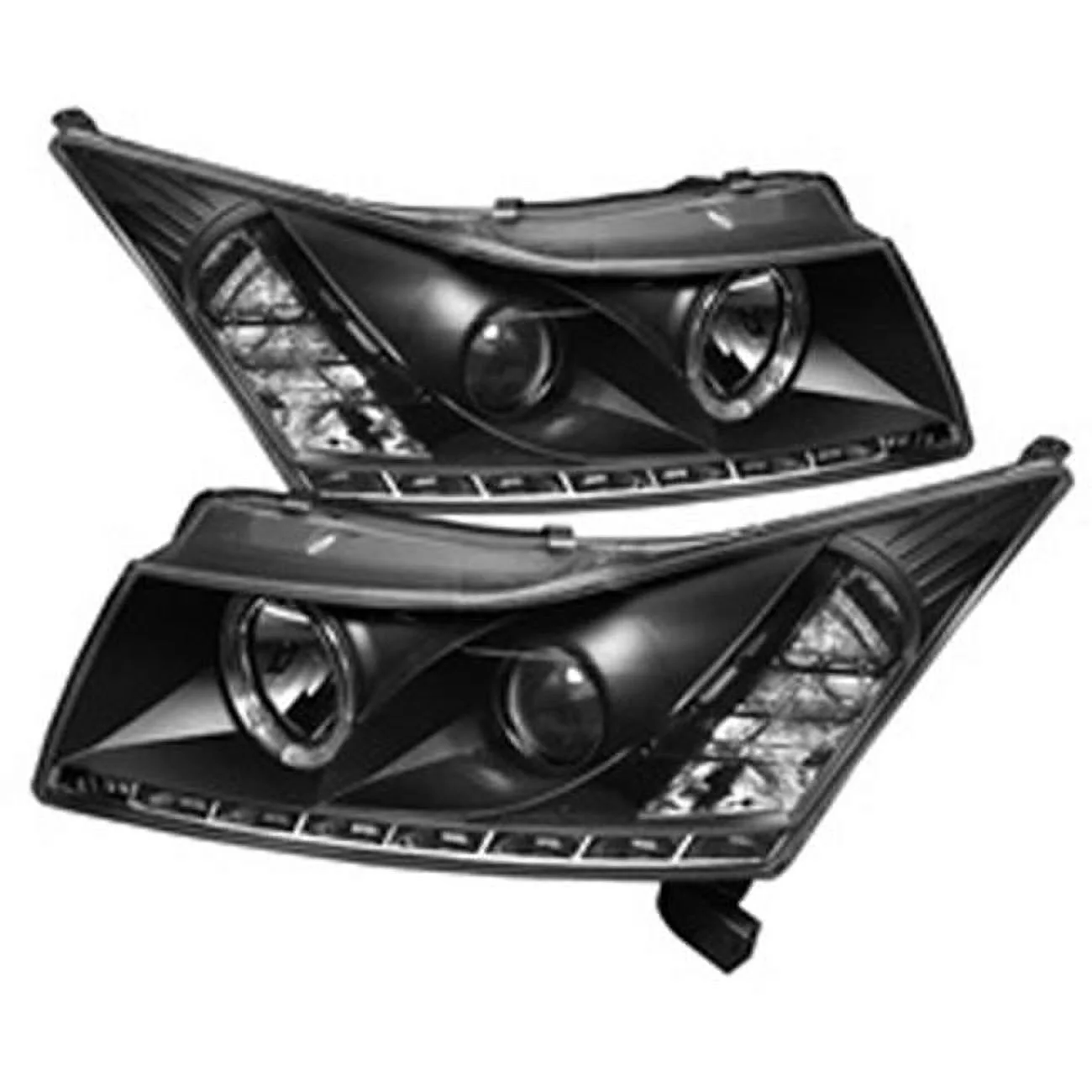 Projector Headlights LED Halo -DRL Black High H1 Low H7 for 2011-2014 Chevy Cruze