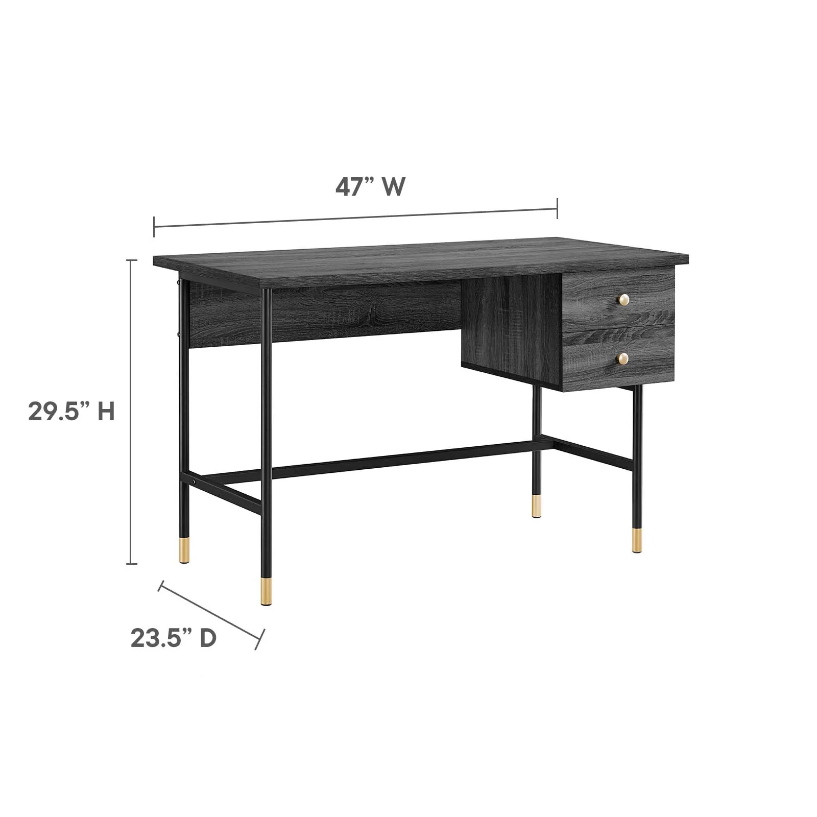 Modway Nexus Office Desk in Black Charcoal