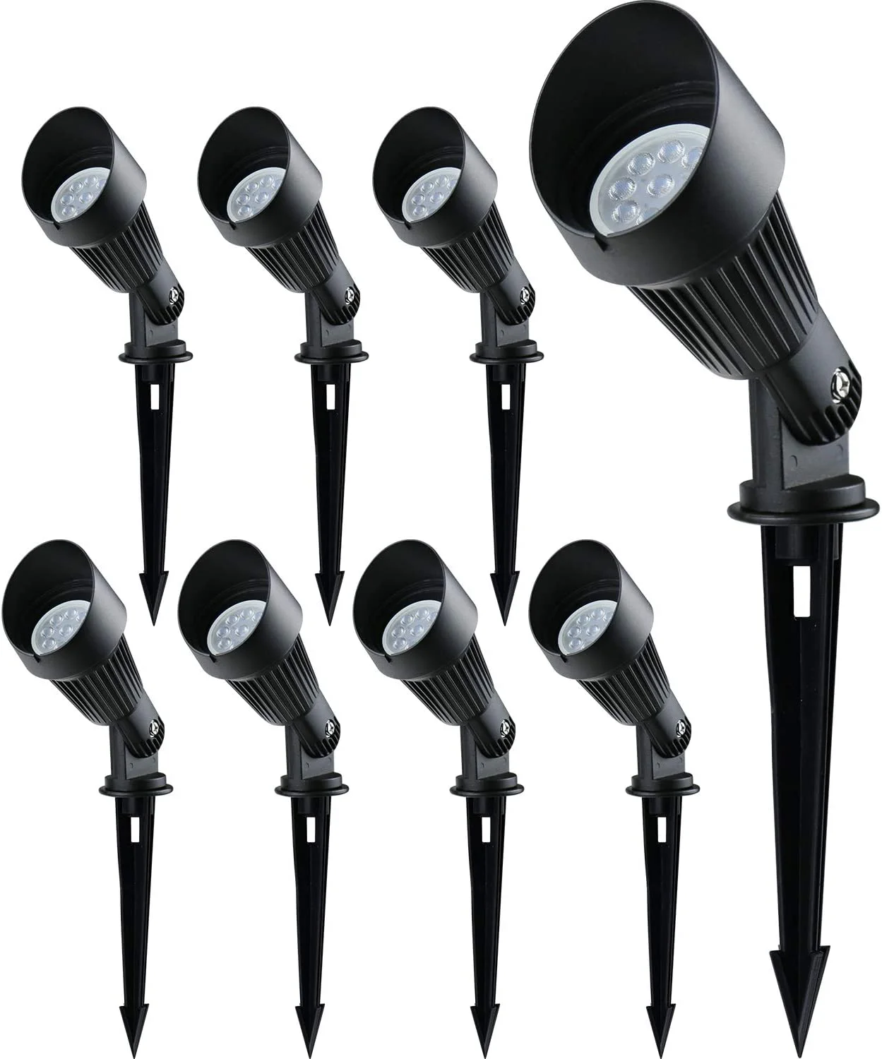 4W LED Landscape Lights Low Voltage Landscape Lighting Spotlights GL106-BKLED8 AC/DC 12V Warm White Waterproof for Driveway,Yard, Lawn,Patio,Walls,Trees,Flags,Outdoor Light (Black, 8 Pack)
