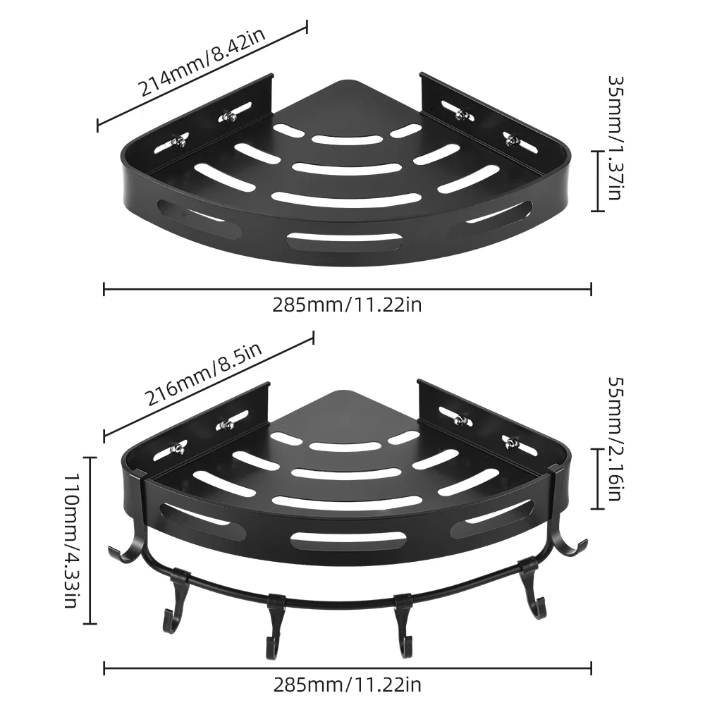 Aibecy Shower Caddy: Wall Mounted Bathroom Storage Rack - 3-Tier Aluminum Alloy Organizer with Adhesive, No Drilling Required