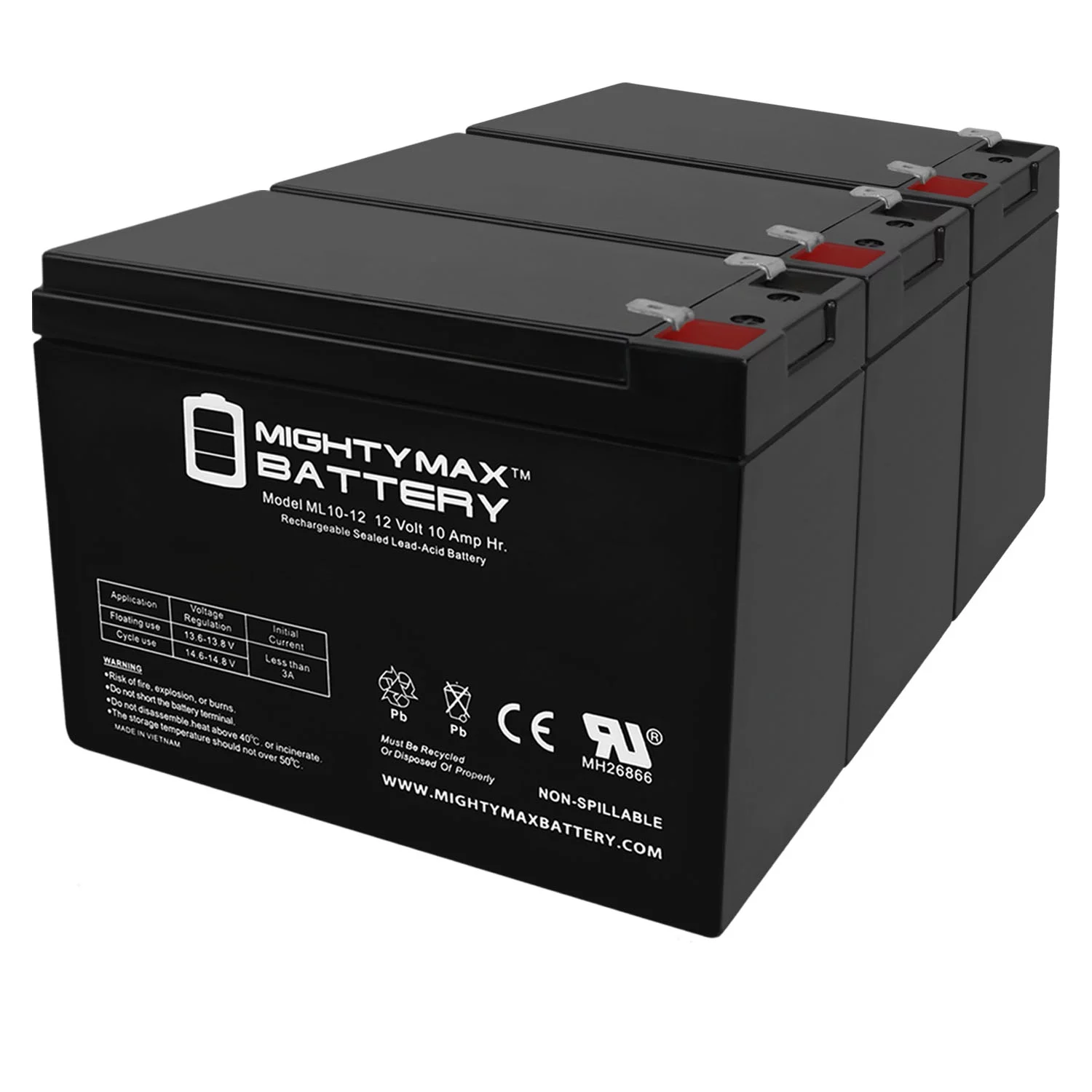 12V 10AH SLA Battery Replaces Currie Phat Phantom Scooter - 3 Pack