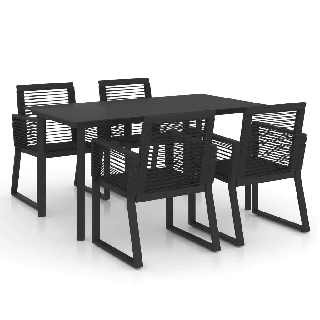 vidaXL 5 Piece Patio Dining Set PVC Rattan Black